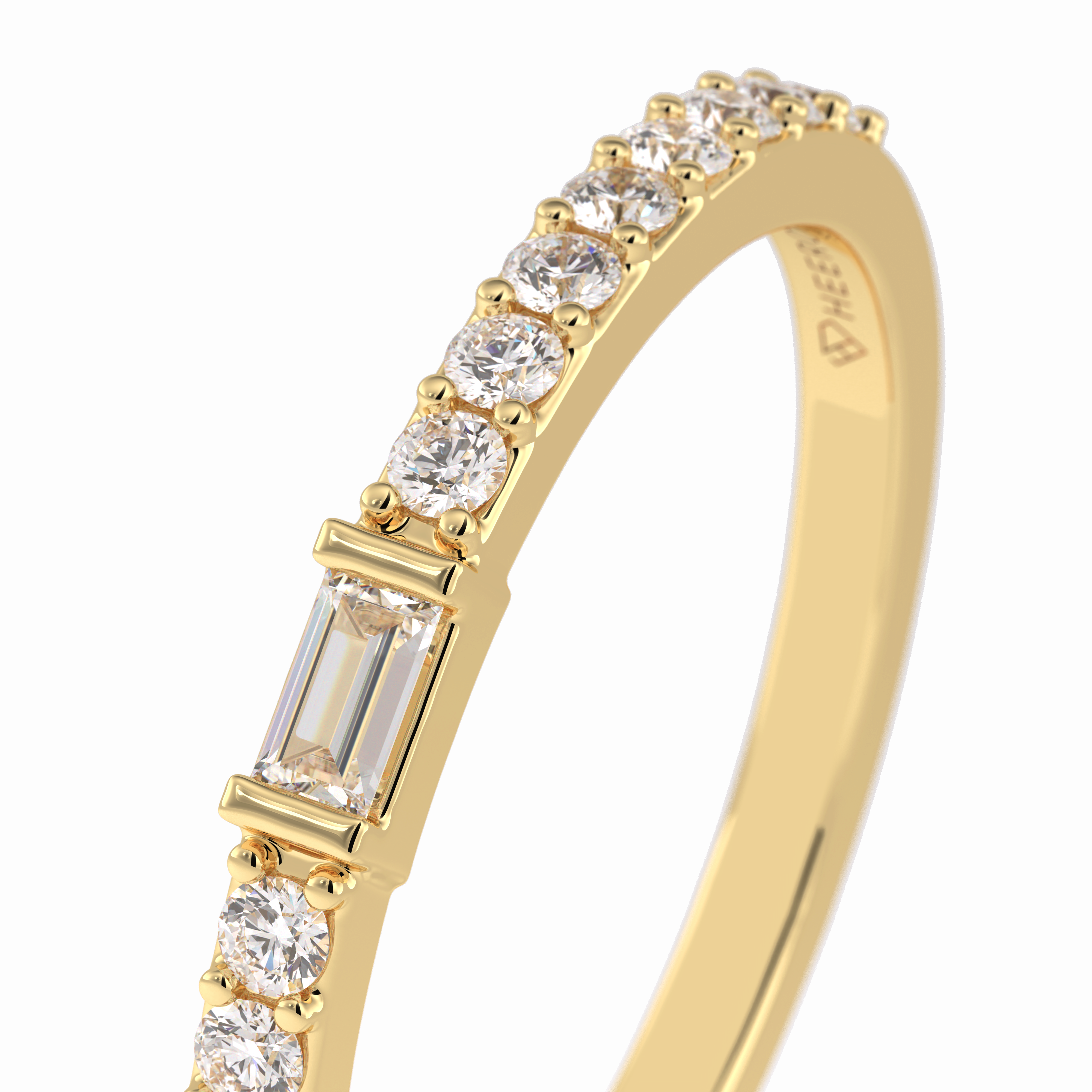 Luminous Array 0.30 Carat Round VS1 Lab-Grown Half Eternity Stackable Wedding Band in 18K Yellow Gold