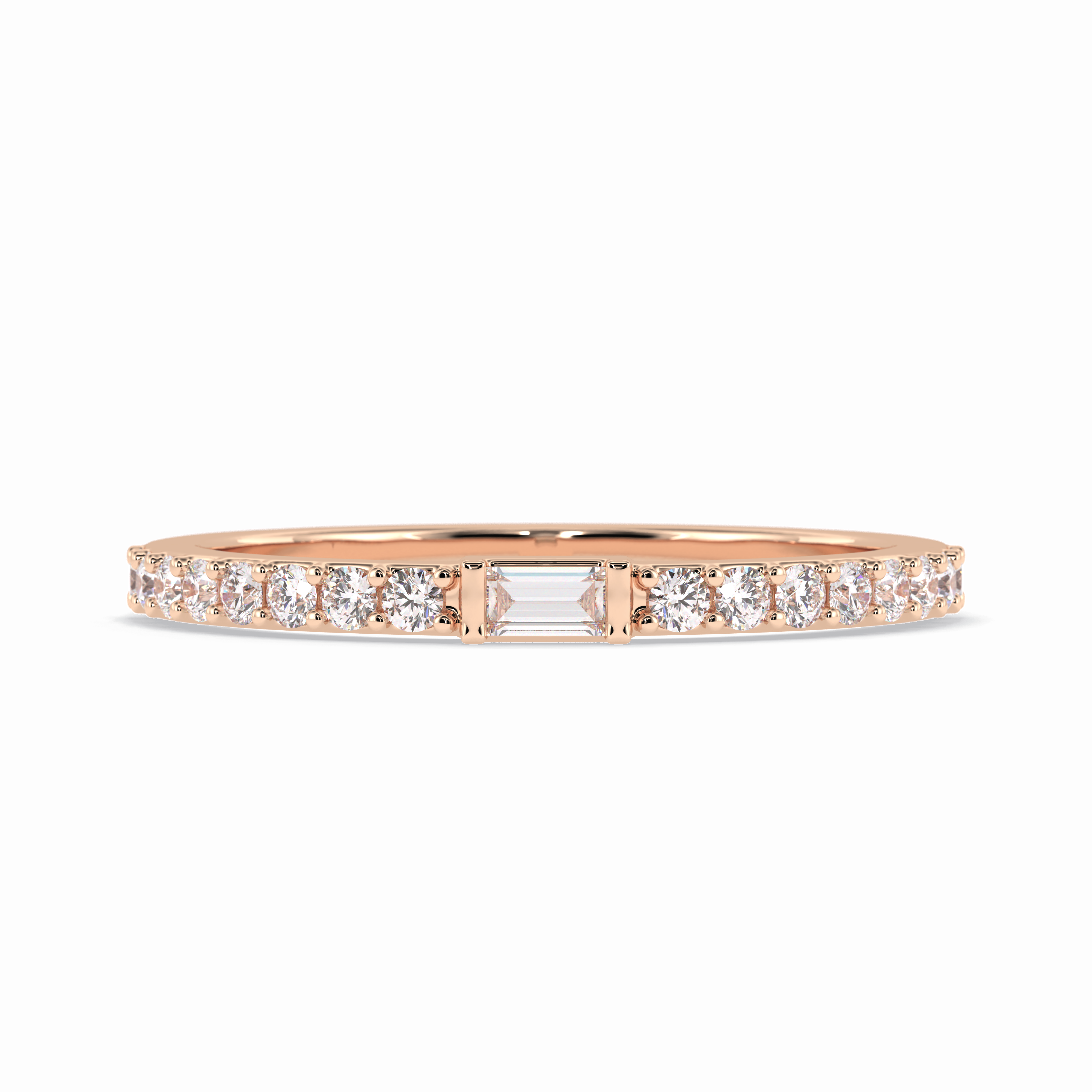 Luminous Array 0.30 Carat Round VS1 Lab-Grown Half Eternity Stackable Wedding Band in 18K Rose Gold