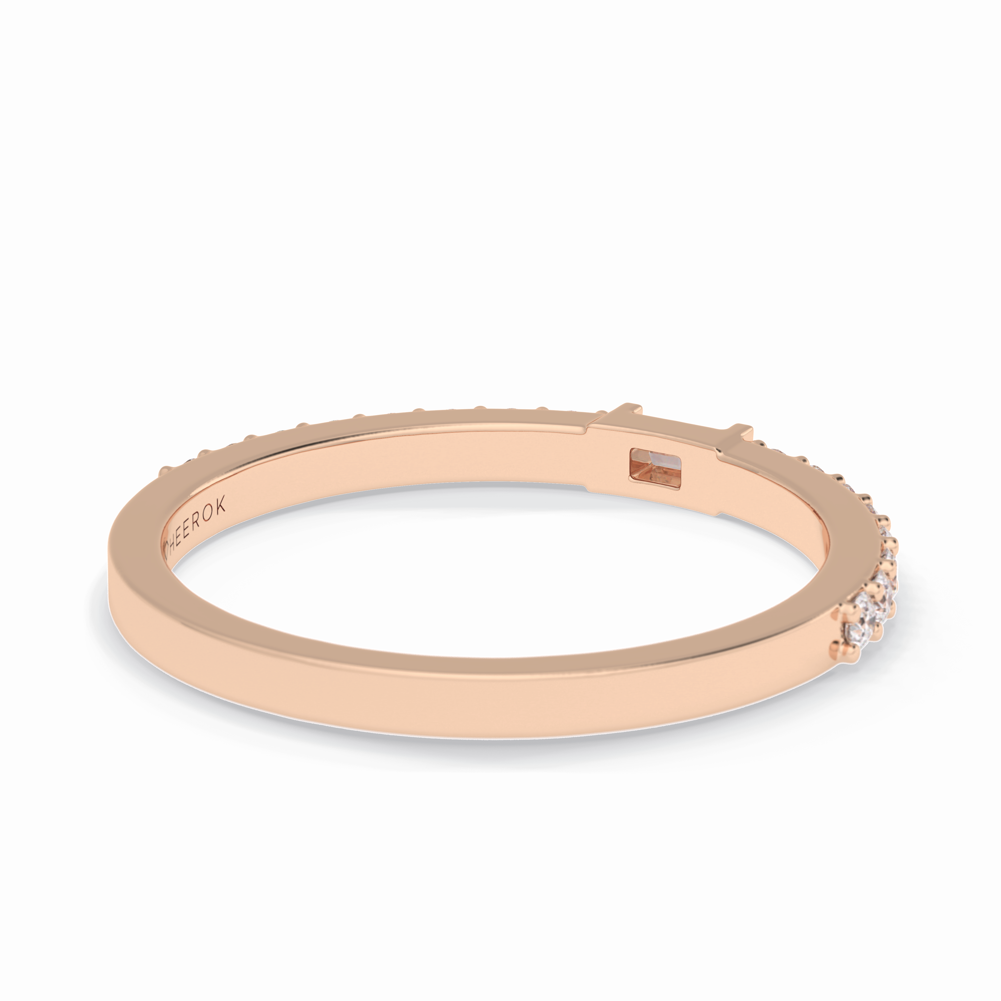 Luminous Array 0.30 Carat Round VS1 Lab-Grown Half Eternity Stackable Wedding Band in 18K Rose Gold