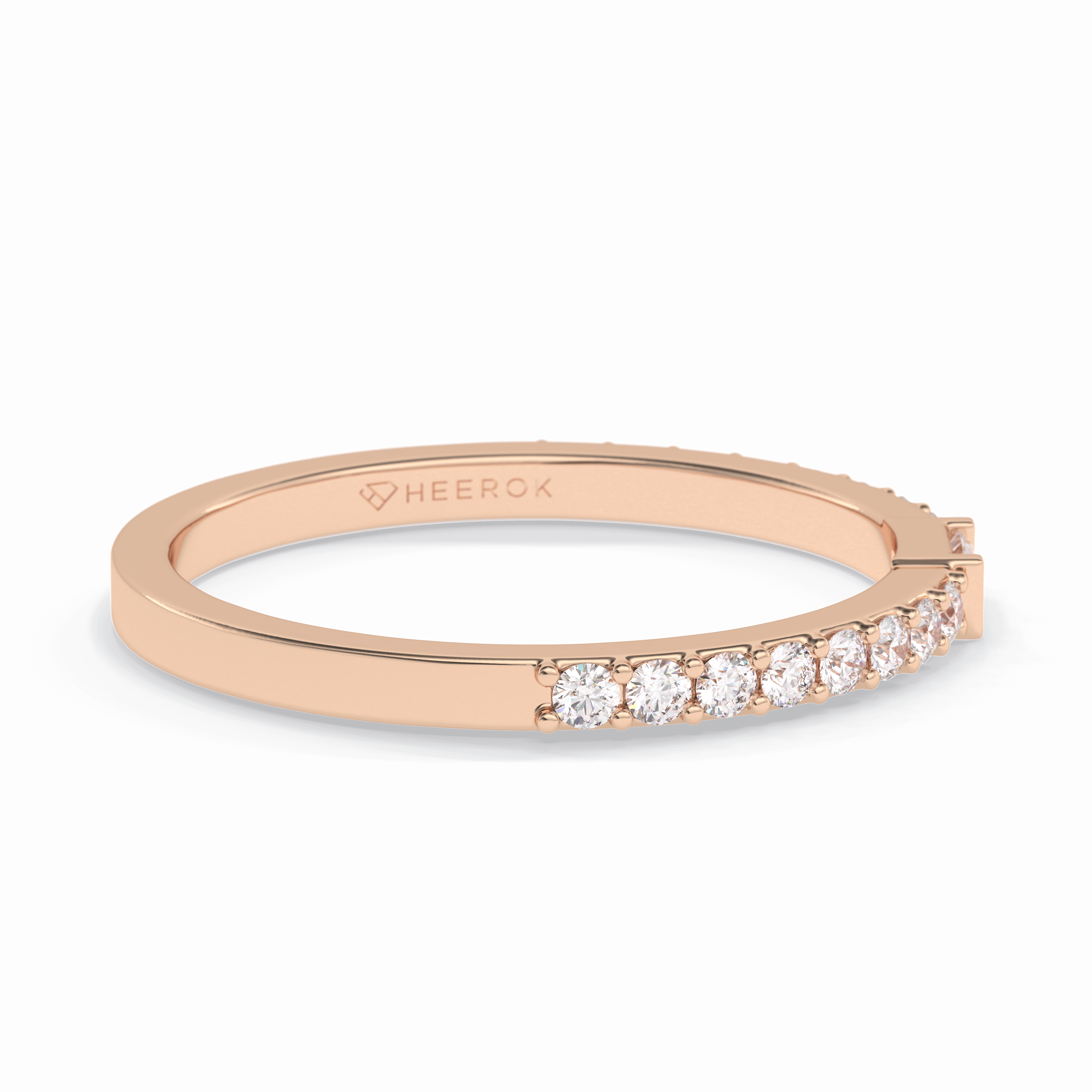 Luminous Array 0.30 Carat Round VS1 Lab-Grown Half Eternity Stackable Wedding Band in 18K Rose Gold