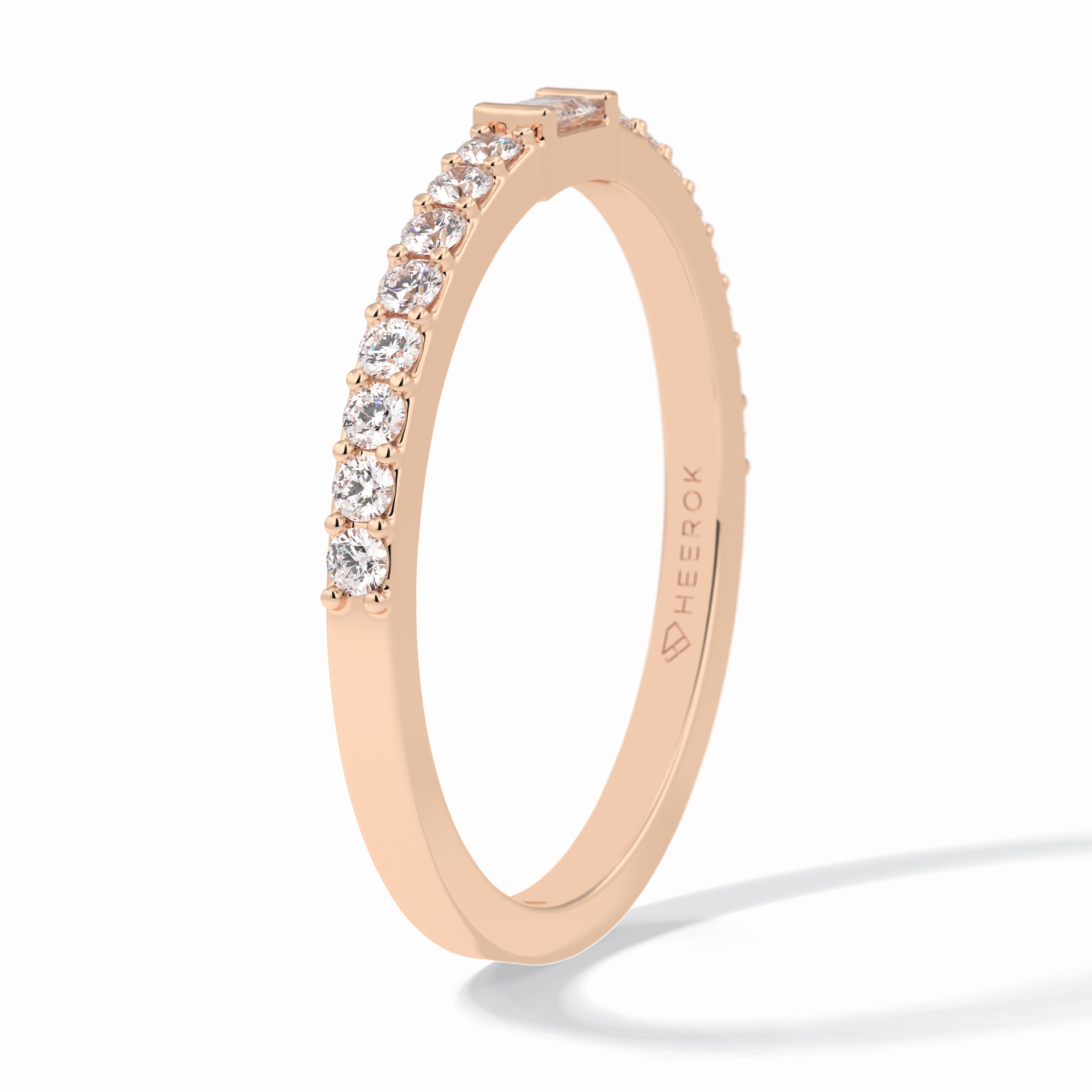 Luminous Array 0.30 Carat Round VS1 Lab-Grown Half Eternity Stackable Wedding Band in 18K Rose Gold