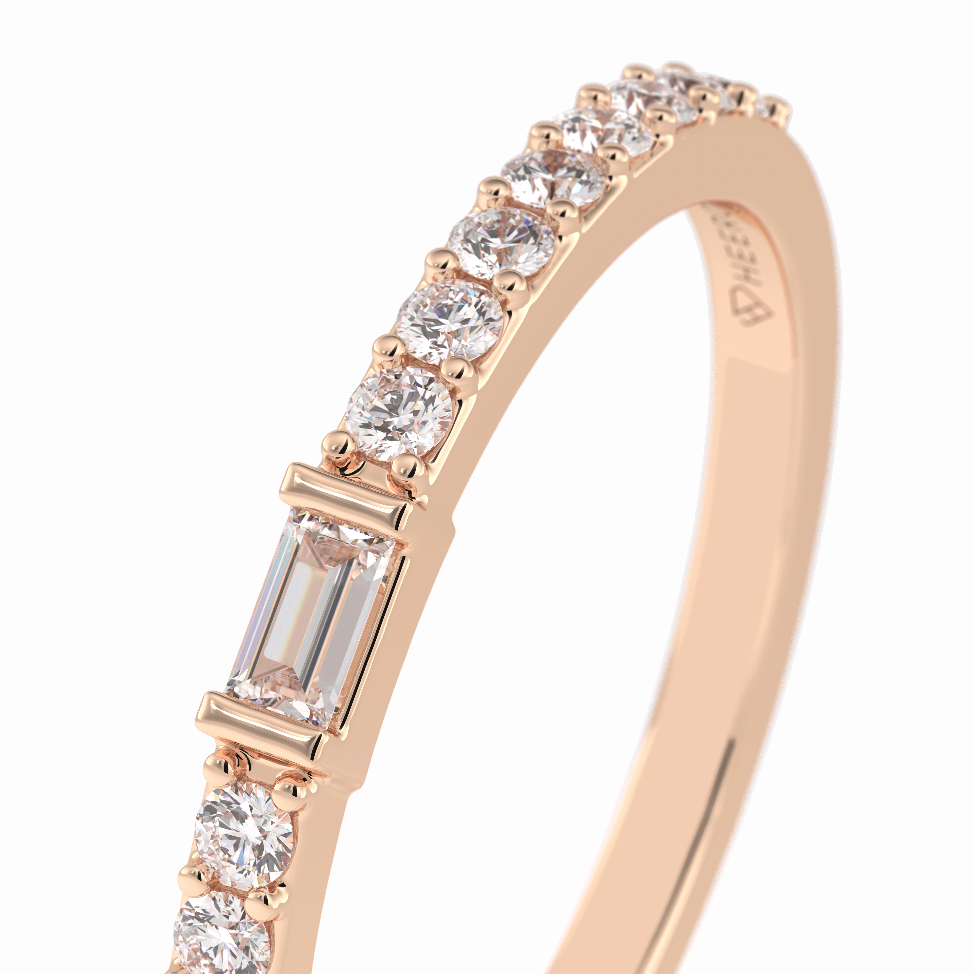 Luminous Array 0.30 Carat Round VS1 Lab-Grown Half Eternity Stackable Wedding Band in 18K Rose Gold