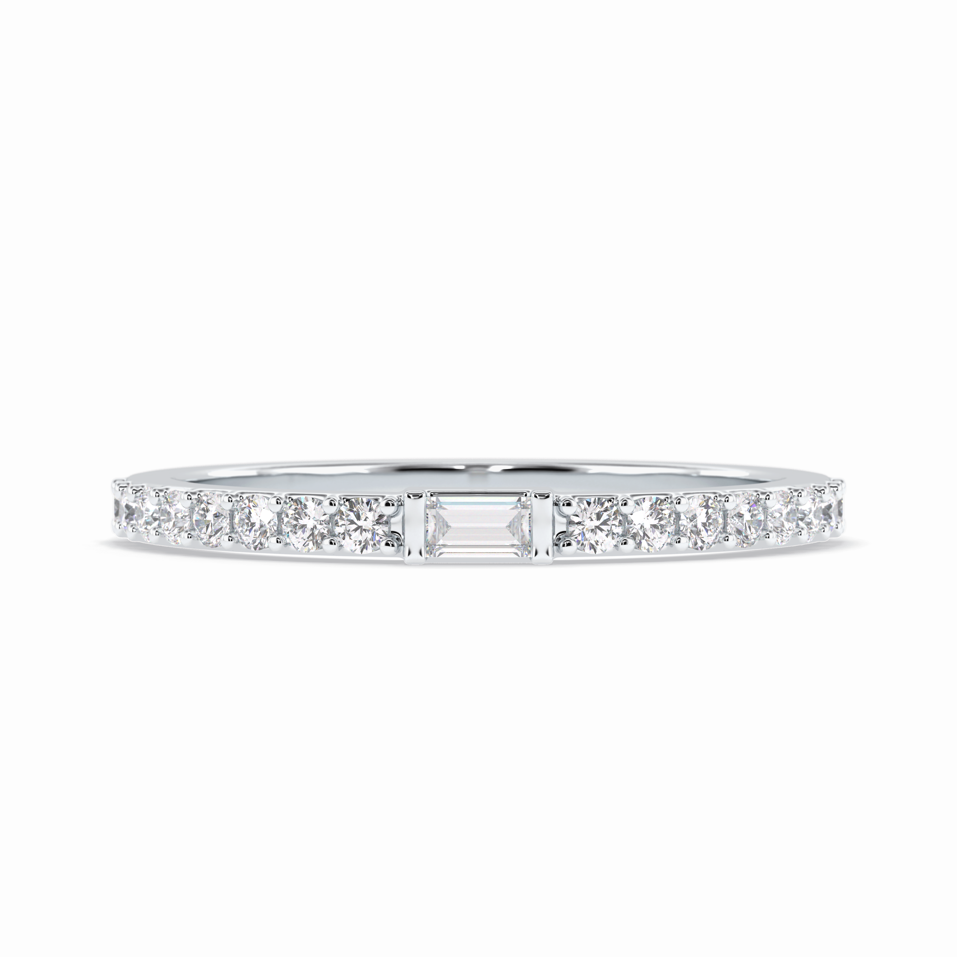 Luminous Array 0.30 Carat Round VS1 Lab-Grown Half Eternity Stackable Wedding Band in 18K White Gold