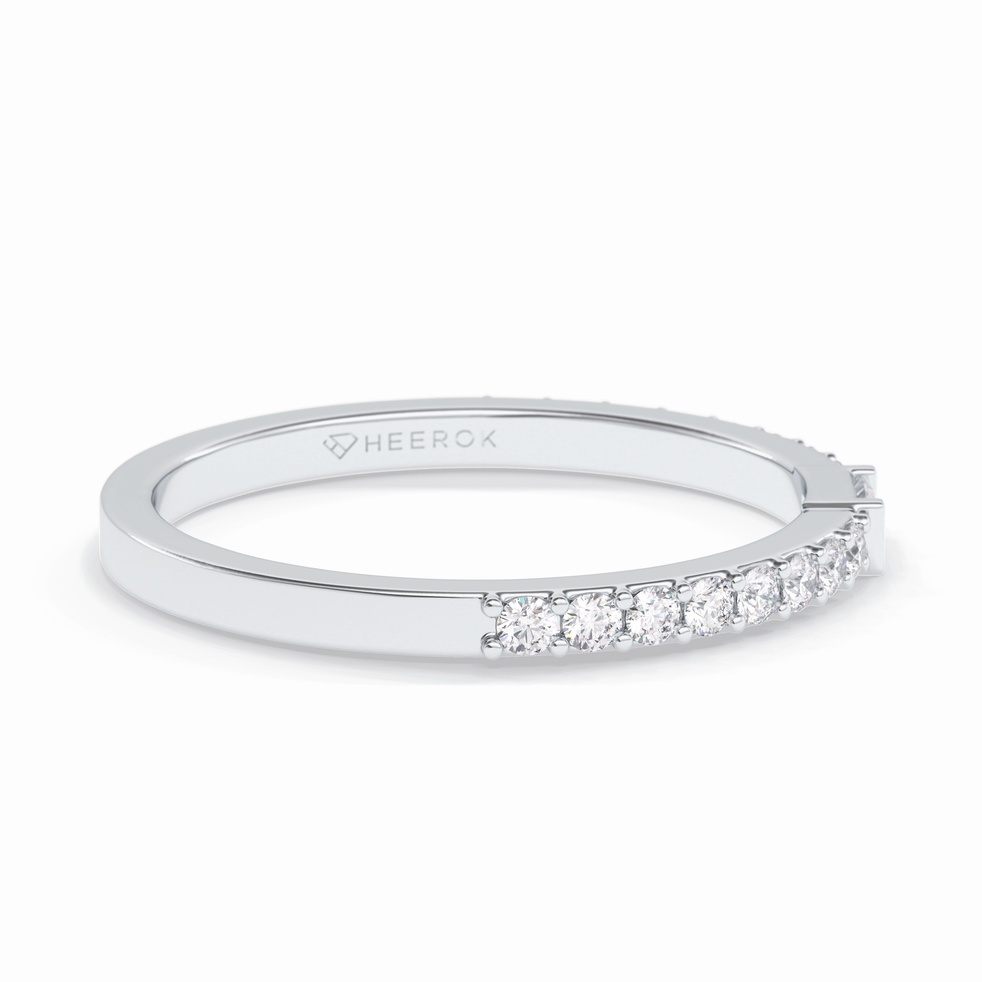 Luminous Array 0.30 Carat Round VS1 Lab-Grown Half Eternity Stackable Wedding Band in 18K White Gold