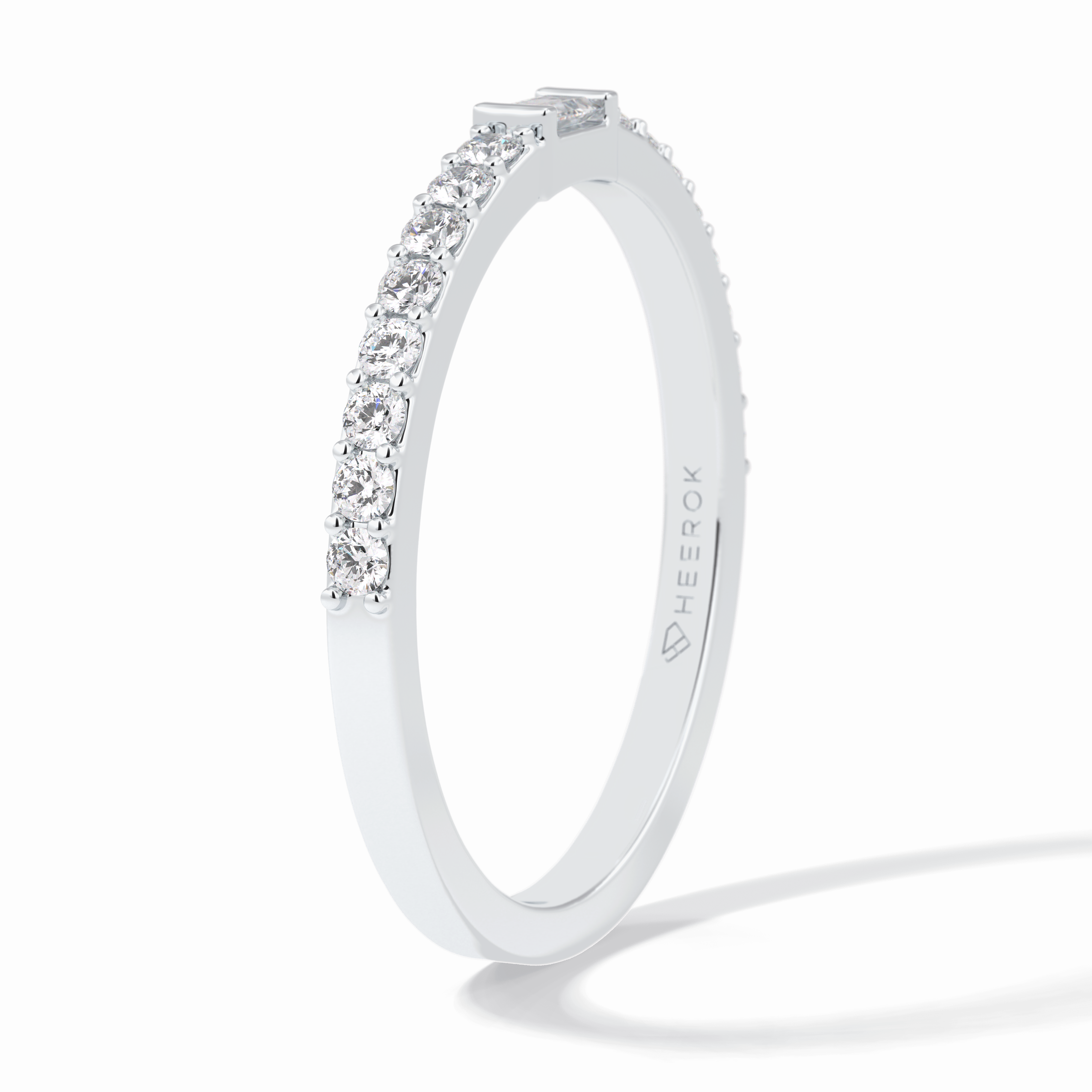 Luminous Array 0.30 Carat Round VS1 Lab-Grown Half Eternity Stackable Wedding Band in 18K White Gold