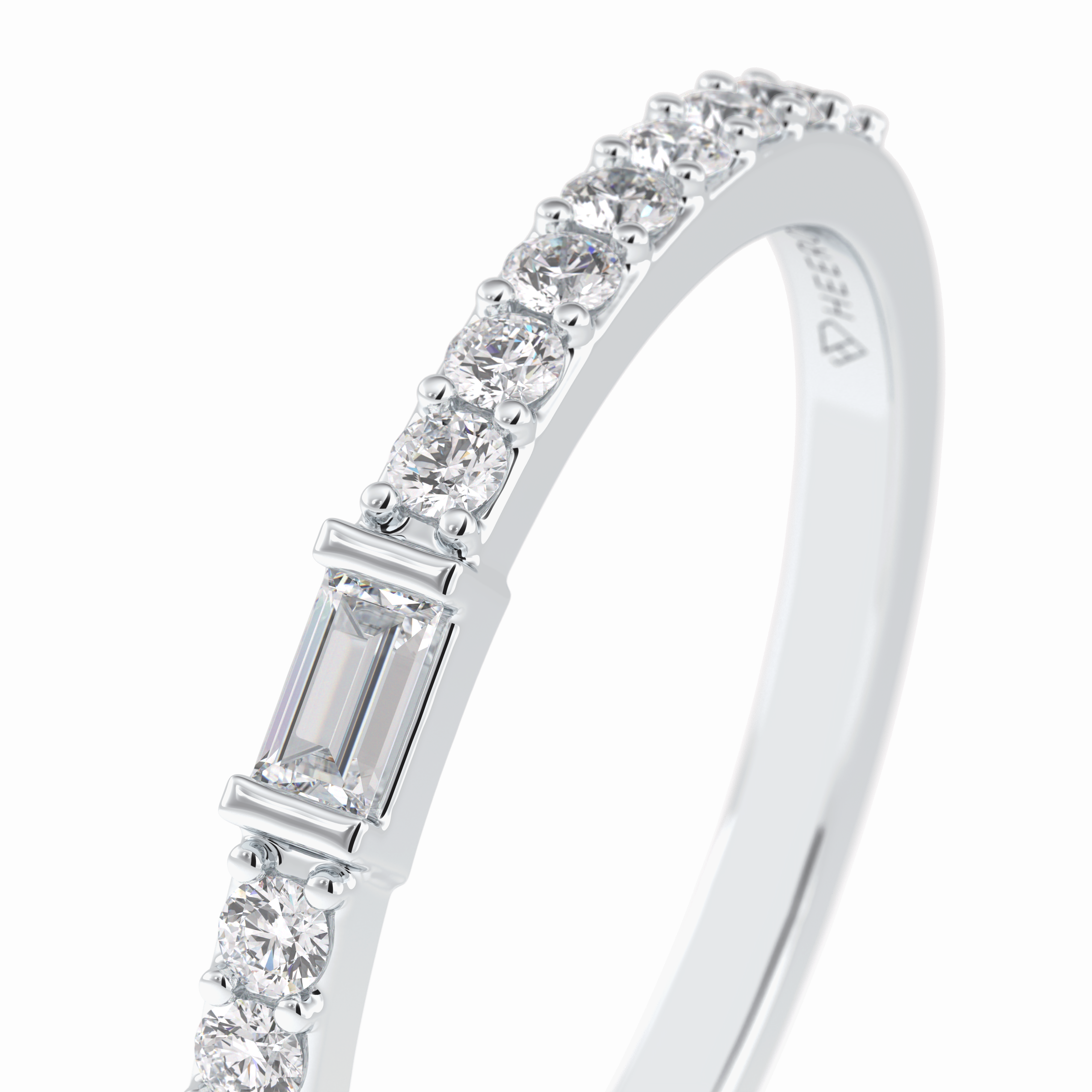 Luminous Array 0.30 Carat Round VS1 Lab-Grown Half Eternity Stackable Wedding Band in 18K White Gold