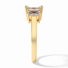 Regal Embrace 1.02 Carat Emerald VS1 Three Stone Lab-Grown Engagement Ring in 18K Yellow Gold