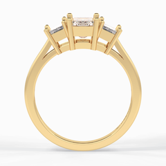 Regal Embrace 1.02 Carat Emerald VS1 Three Stone Lab-Grown Engagement Ring in 18K Yellow Gold