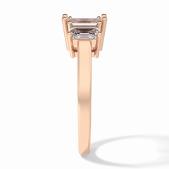 Regal Embrace 1.02 Carat Emerald VS1 Three Stone Lab-Grown Engagement Ring in 18K Rose Gold