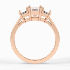 Regal Embrace 1.02 Carat Emerald VS1 Three Stone Lab-Grown Engagement Ring in 18K Rose Gold
