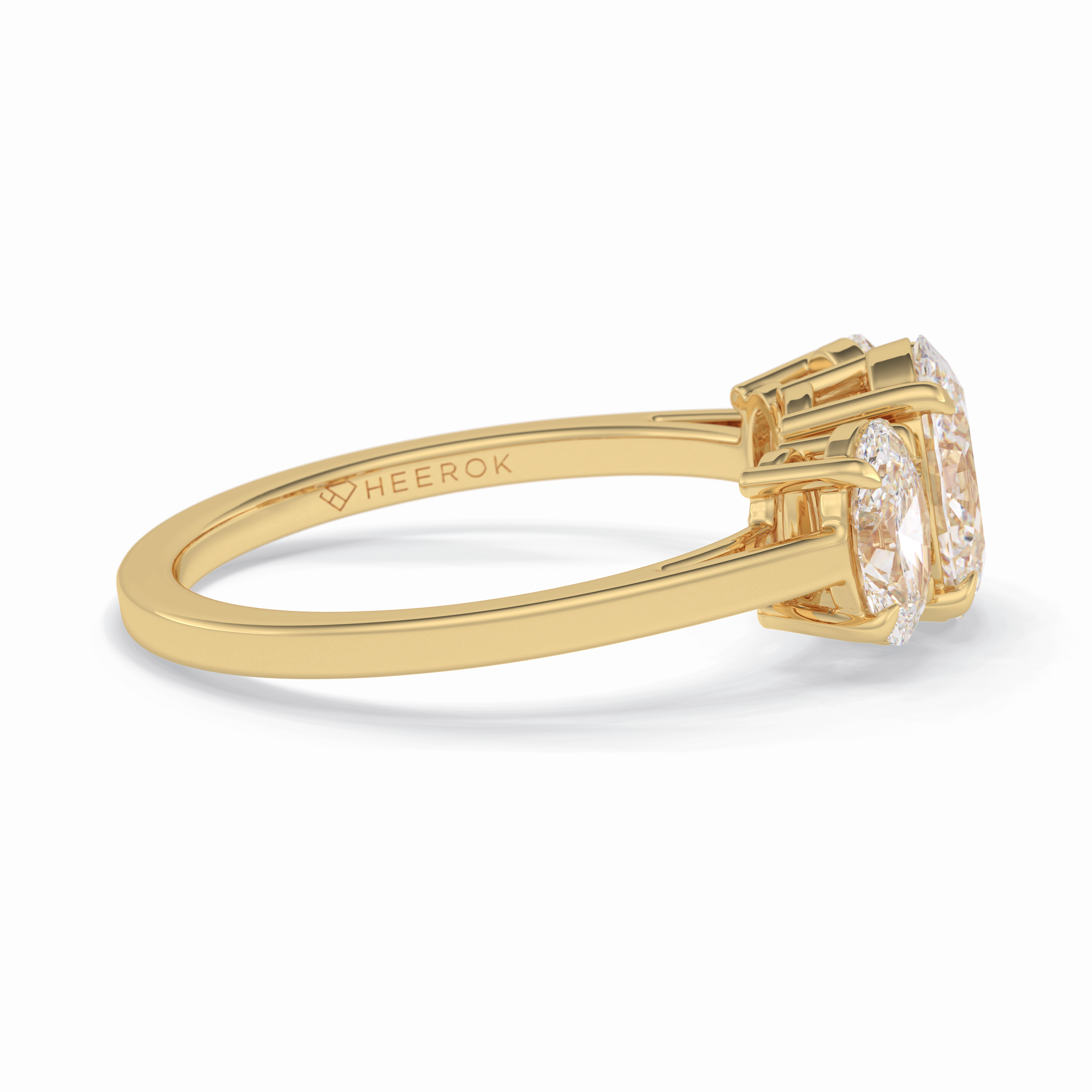 Luminous Harmony 0.73 Carat Oval VS1 Three Stone Lab-Grown Engagement Ring in 18K Yellow Gold