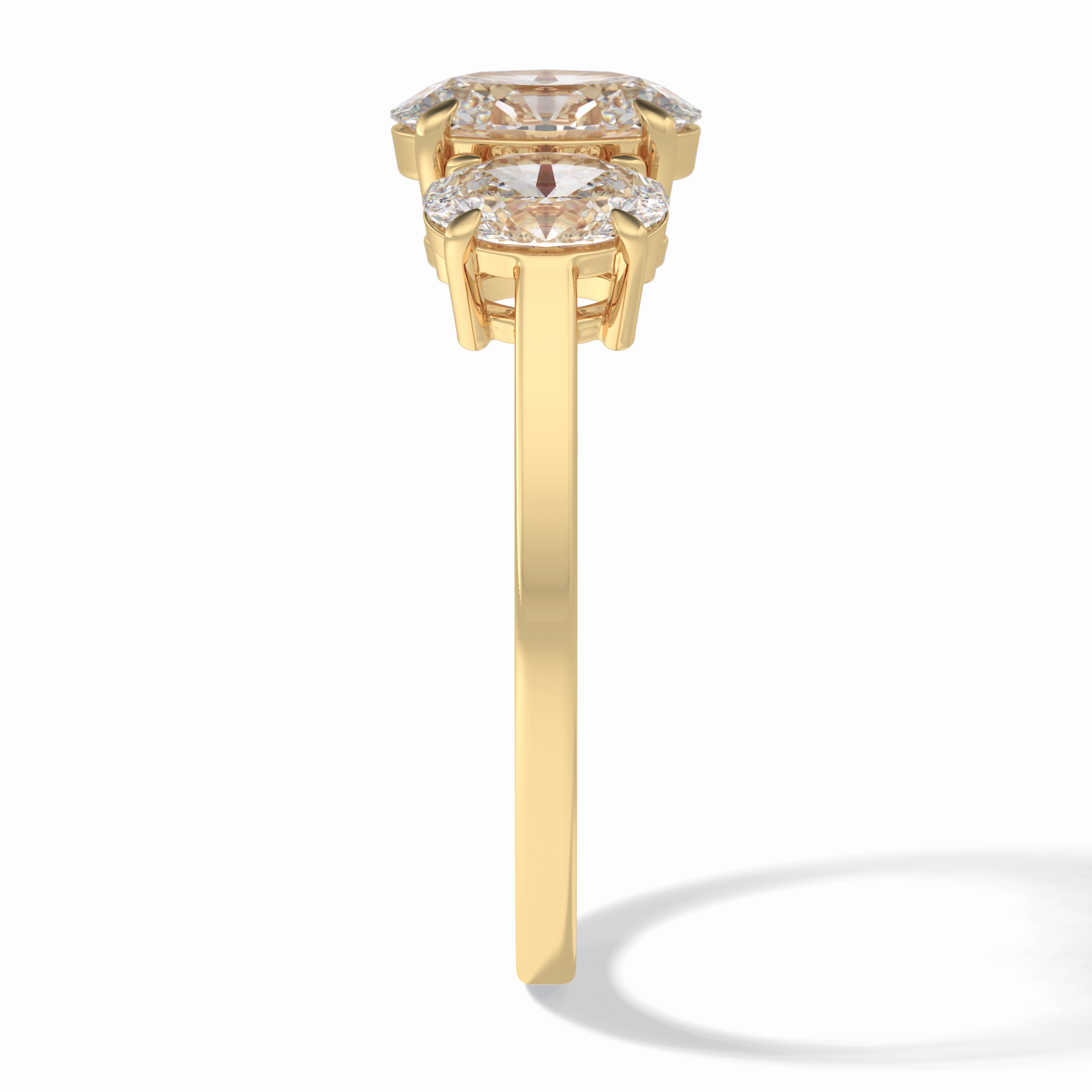 Luminous Harmony 0.73 Carat Oval VS1 Three Stone Lab-Grown Engagement Ring in 18K Yellow Gold