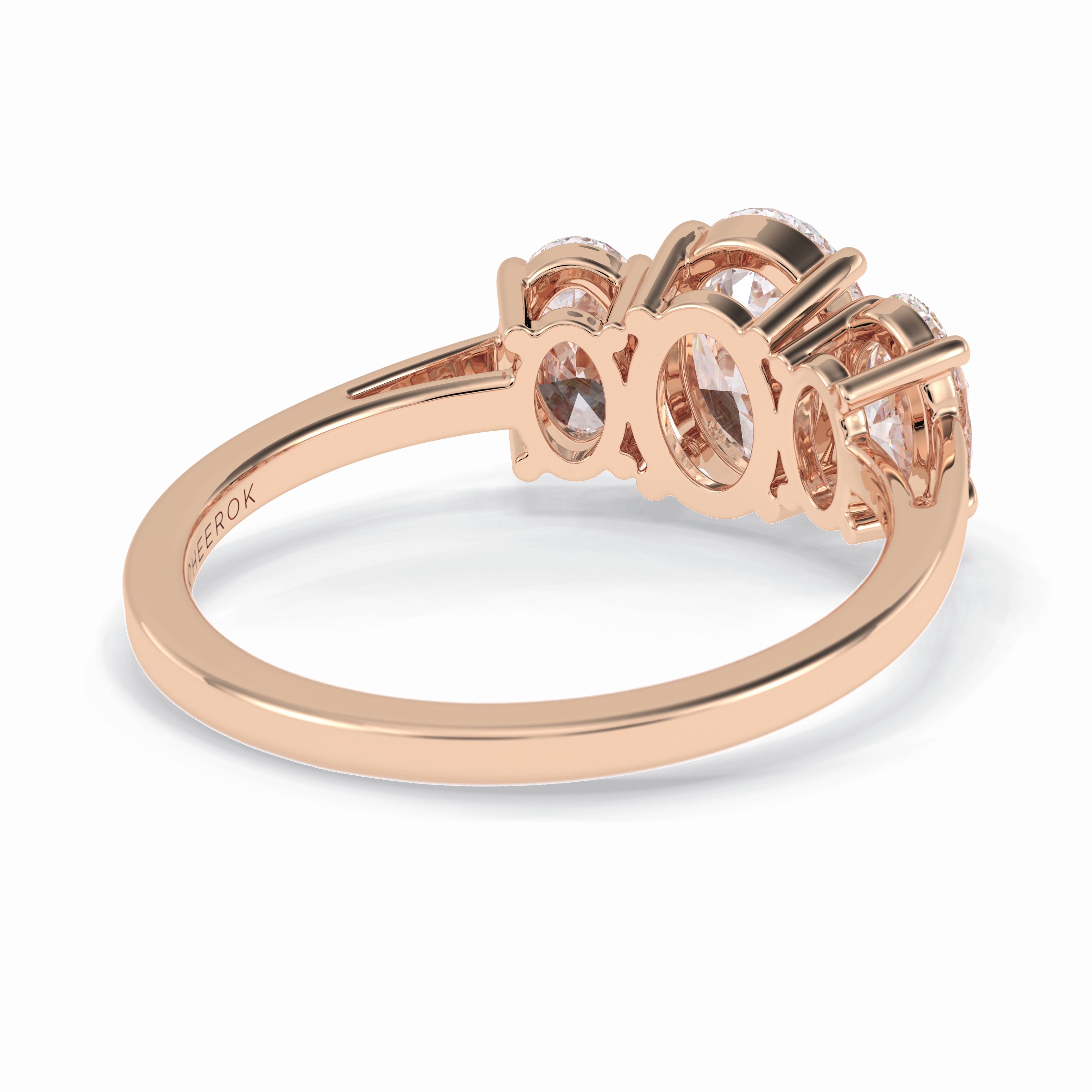 Luminous Harmony 0.73 Carat Oval VS1 Three Stone Lab-Grown Engagement Ring in 18K Rose Gold