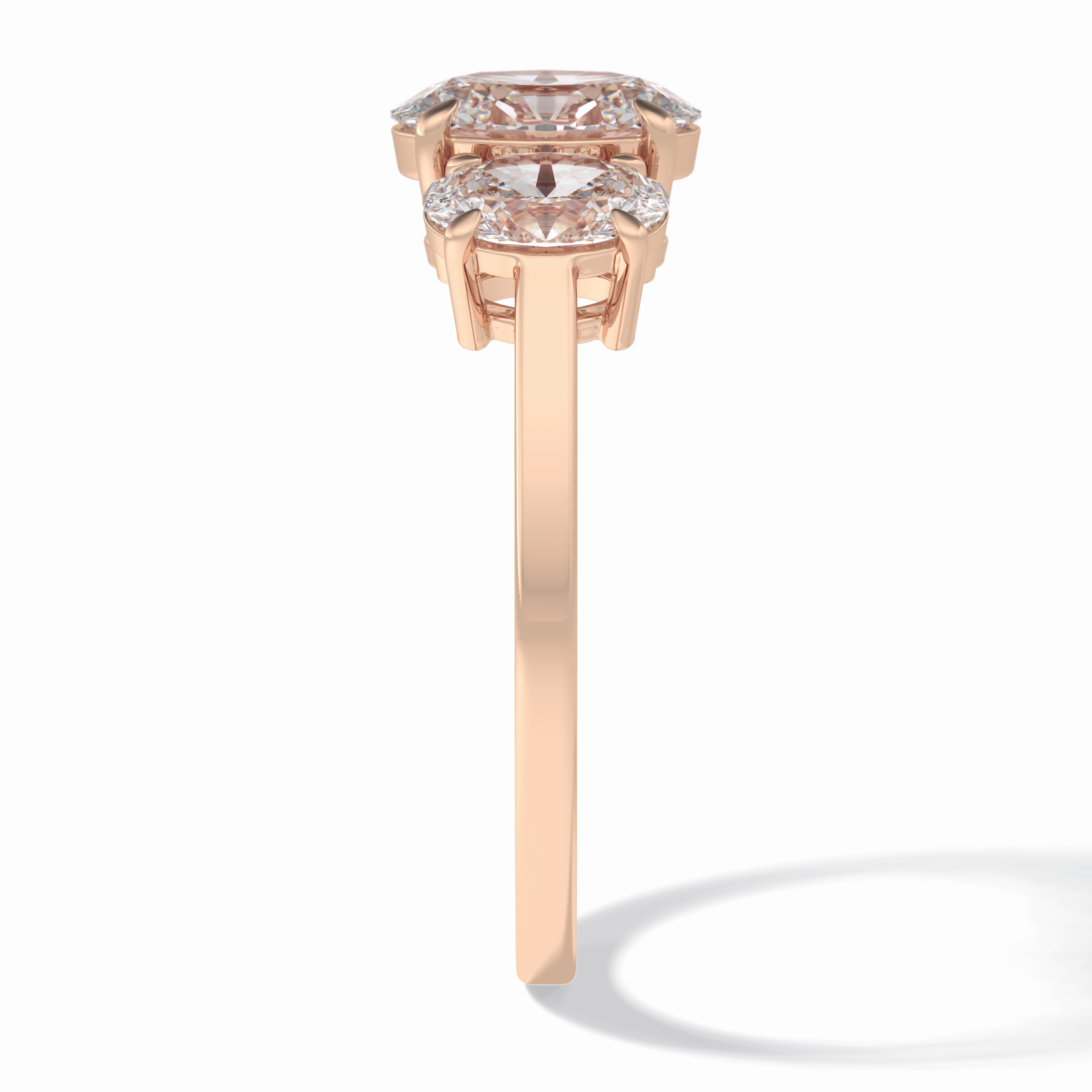 Luminous Harmony 0.73 Carat Oval VS1 Three Stone Lab-Grown Engagement Ring in 18K Rose Gold