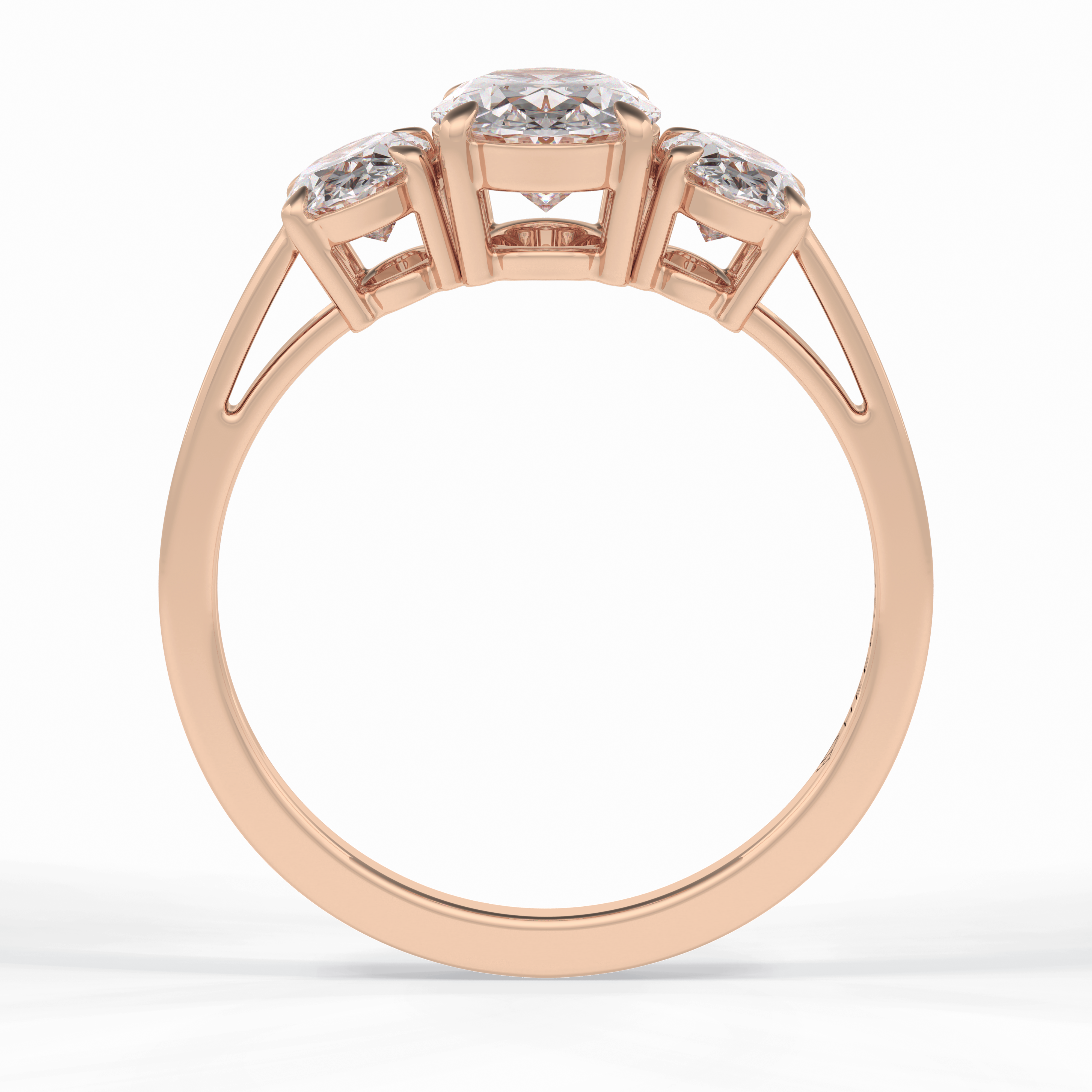 Luminous Harmony 0.73 Carat Oval VS1 Three Stone Lab-Grown Engagement Ring in 18K Rose Gold