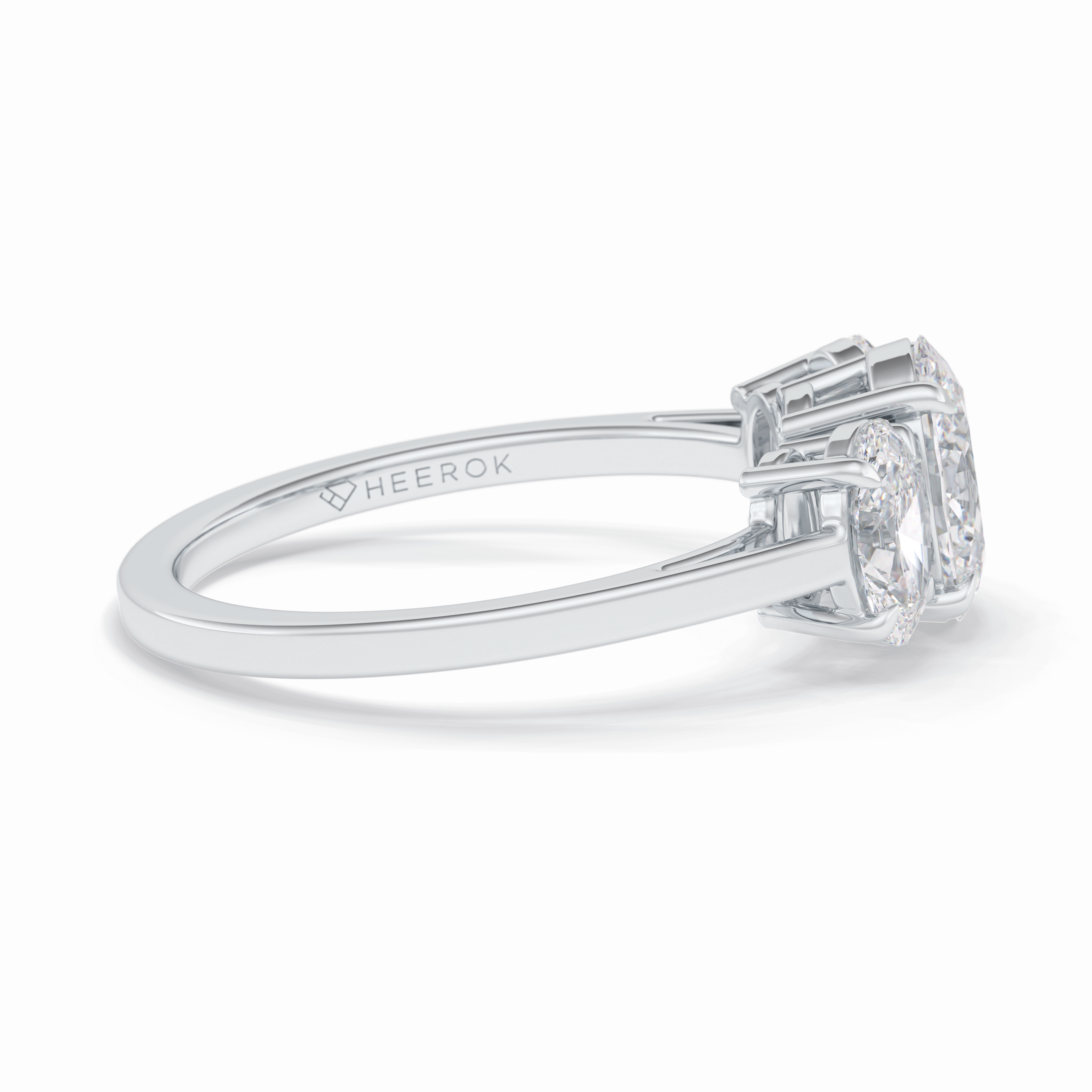 Luminous Harmony 0.73 Carat Oval VS1 Three Stone Lab-Grown Engagement Ring in 18K White Gold