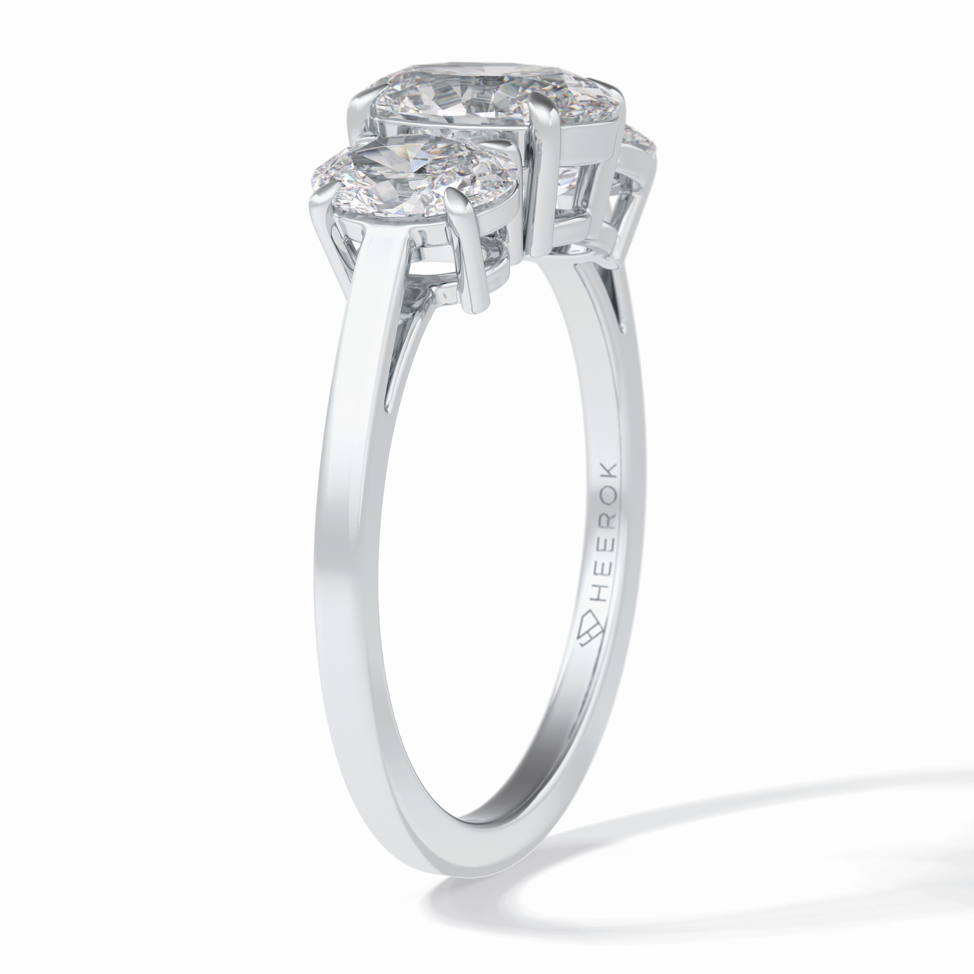 Luminous Harmony 0.73 Carat Oval VS1 Three Stone Lab-Grown Engagement Ring in 18K White Gold