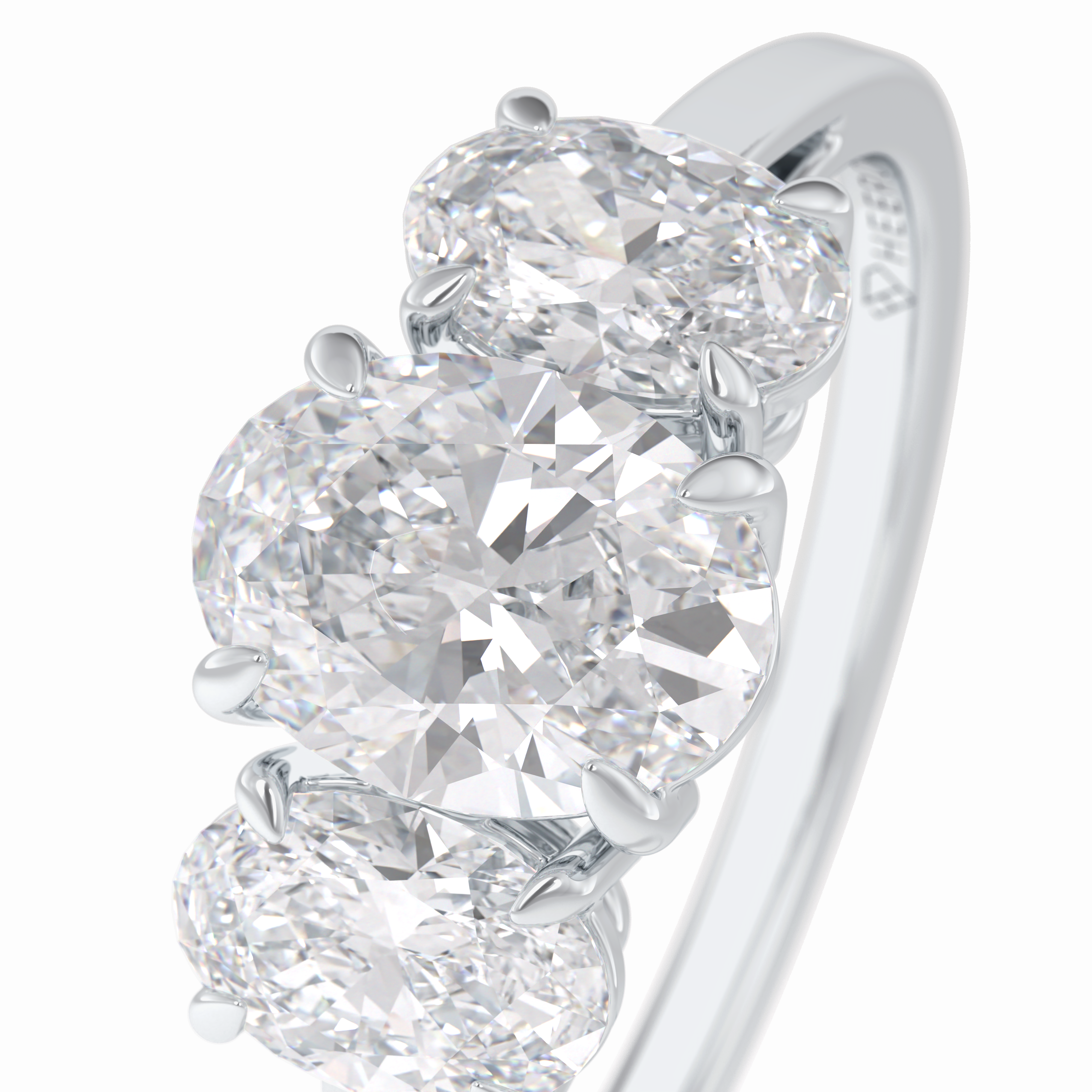 Luminous Harmony 0.73 Carat Oval VS1 Three Stone Lab-Grown Engagement Ring in 18K White Gold