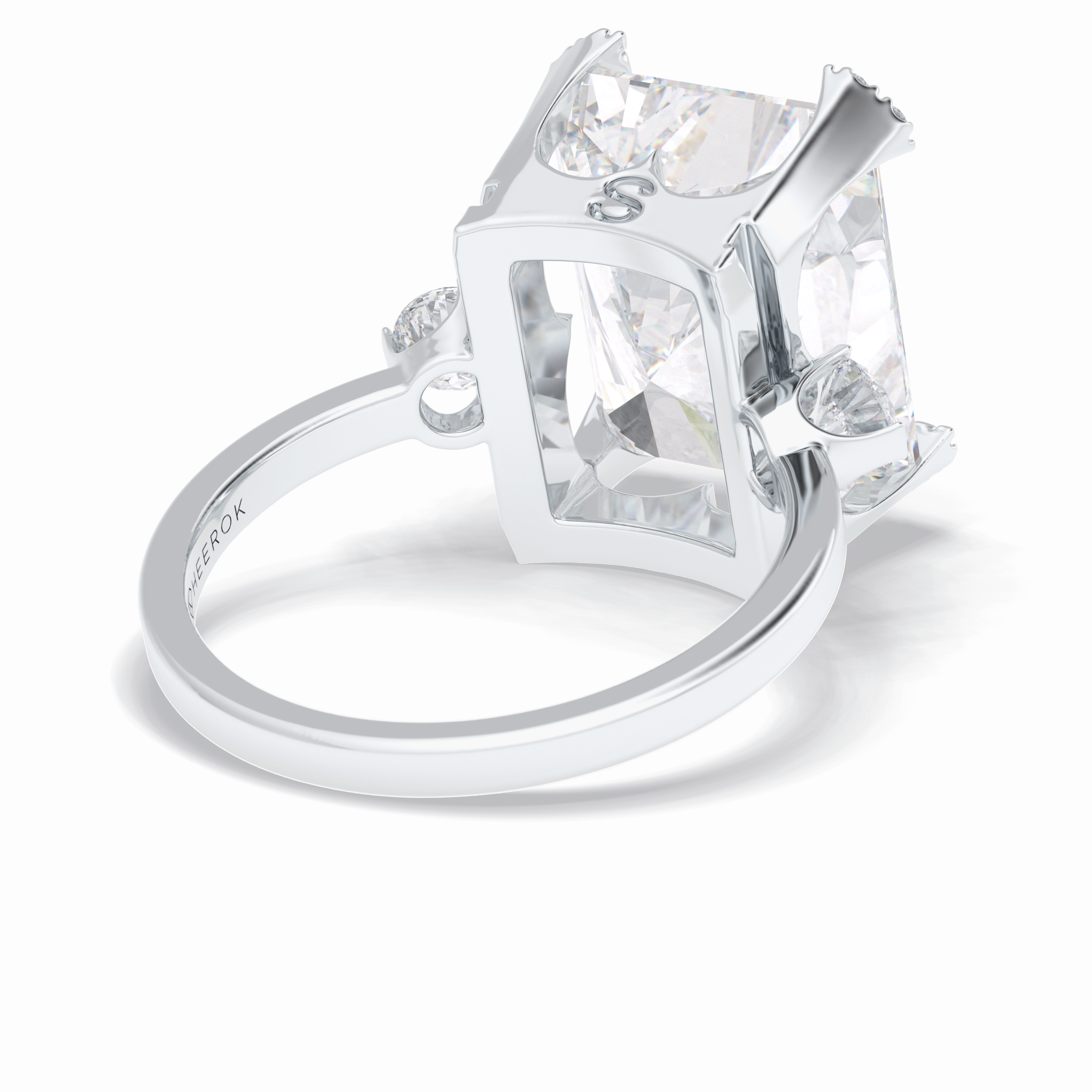 Glimmering 10.45 Carat Radiant VS1 Lab-Grown Three Stone Engagement Ring in 18K White Gold