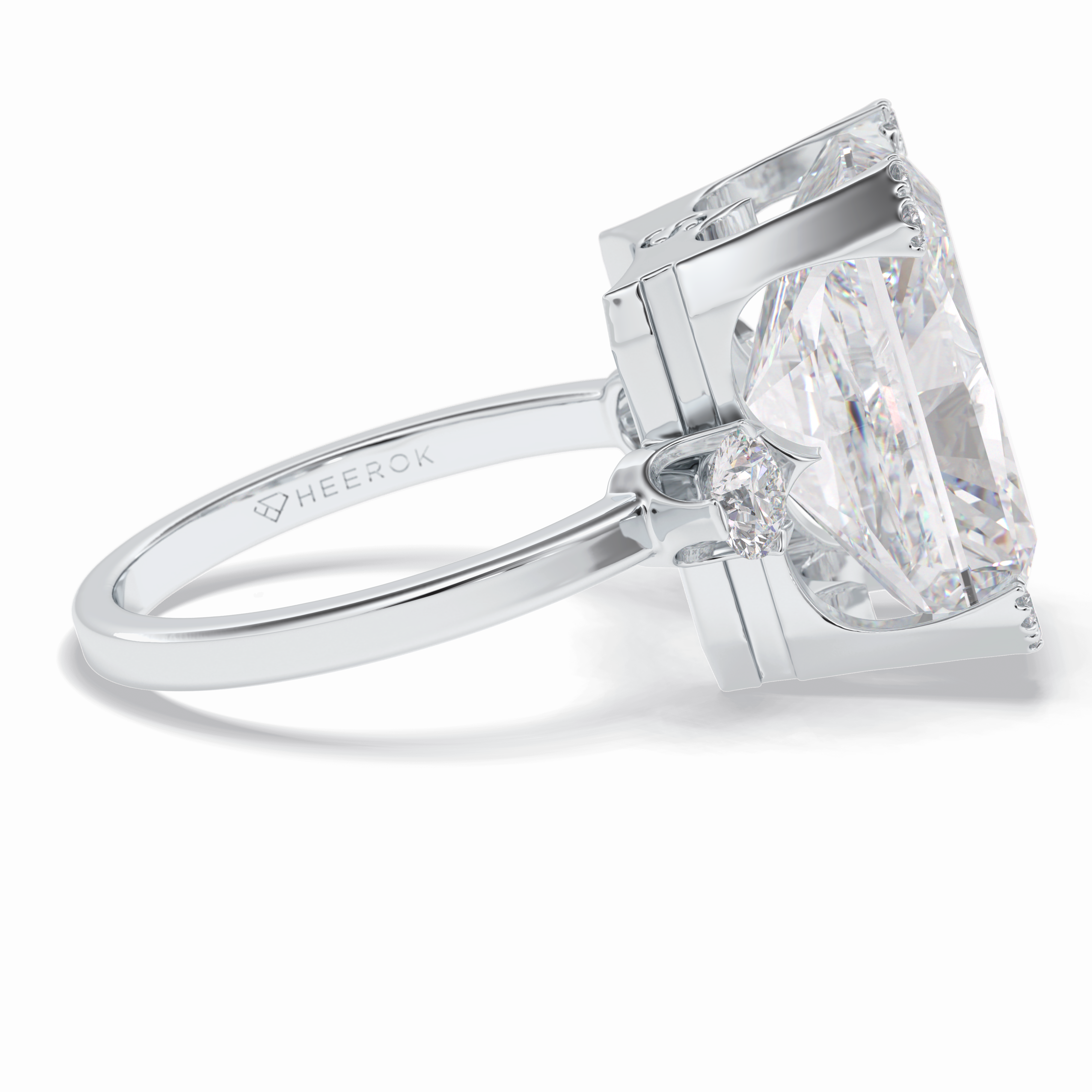 Glimmering 10.45 Carat Radiant VS1 Lab-Grown Three Stone Engagement Ring in 18K White Gold