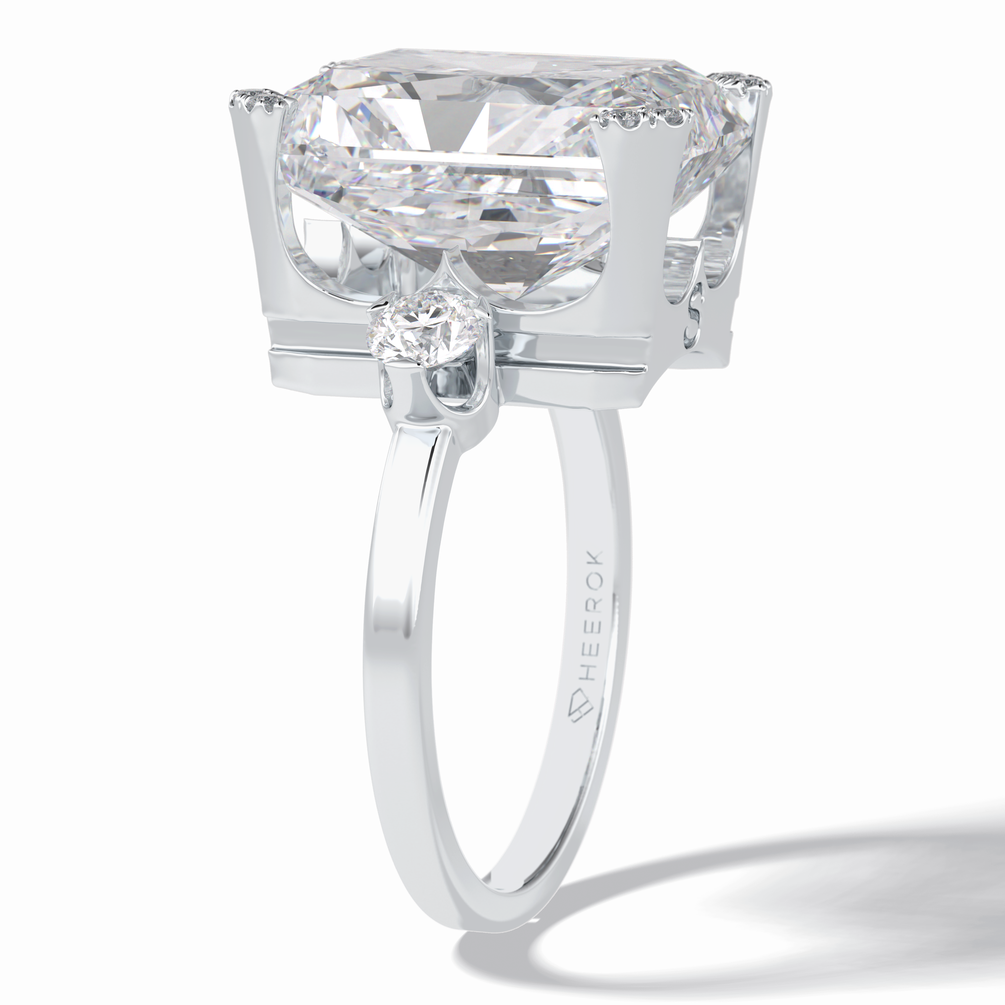 Glimmering 10.45 Carat Radiant VS1 Lab-Grown Three Stone Engagement Ring in 18K White Gold