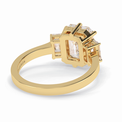 Lumina Luxe 2.56 Carat Emerald VS1 Three Stone Lab-Grown Engagement Ring in 18K Yellow Gold