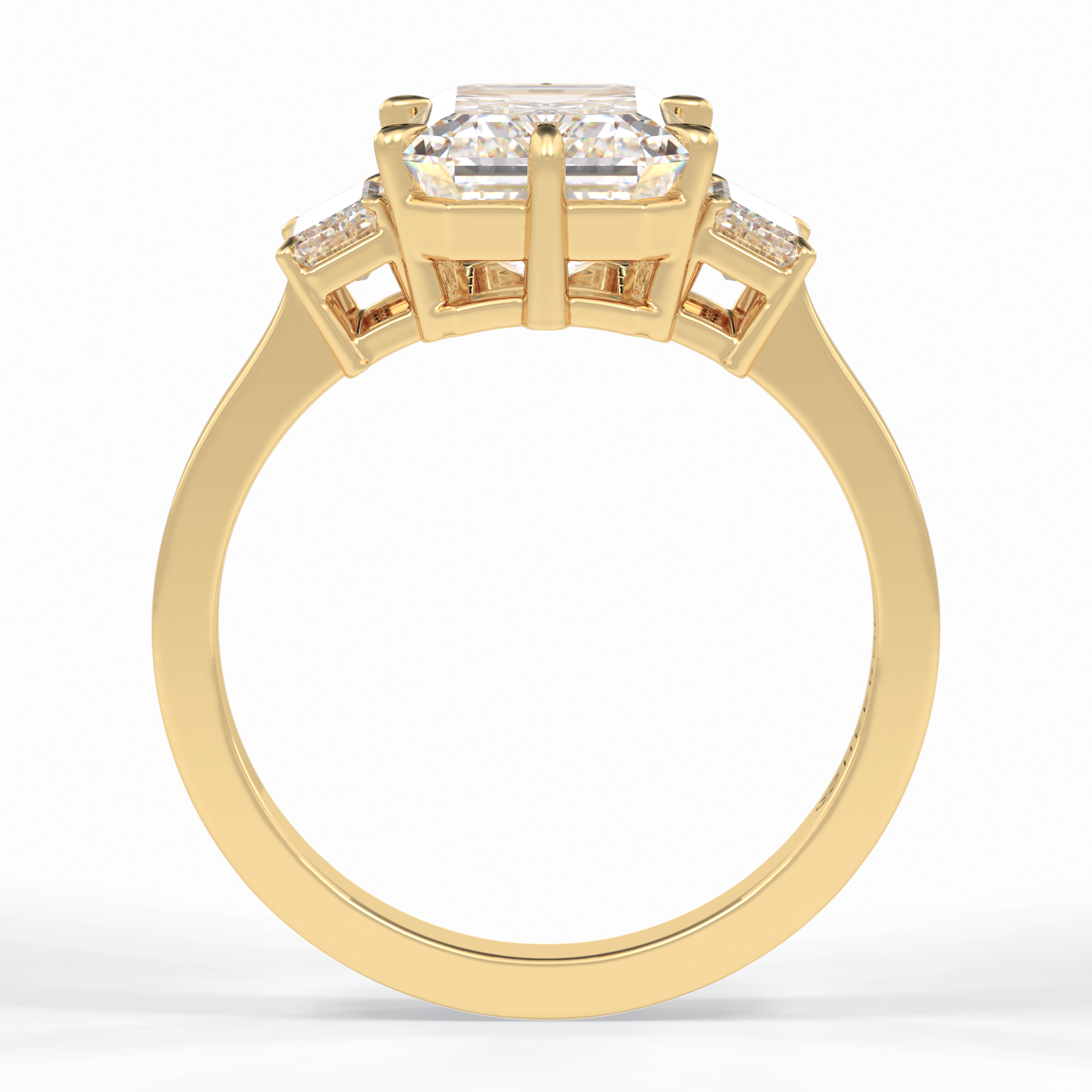 Lumina Luxe 2.56 Carat Emerald VS1 Three Stone Lab-Grown Engagement Ring in 18K Yellow Gold