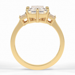 Lumina Luxe 2.56 Carat Emerald VS1 Three Stone Lab-Grown Engagement Ring in 18K Yellow Gold