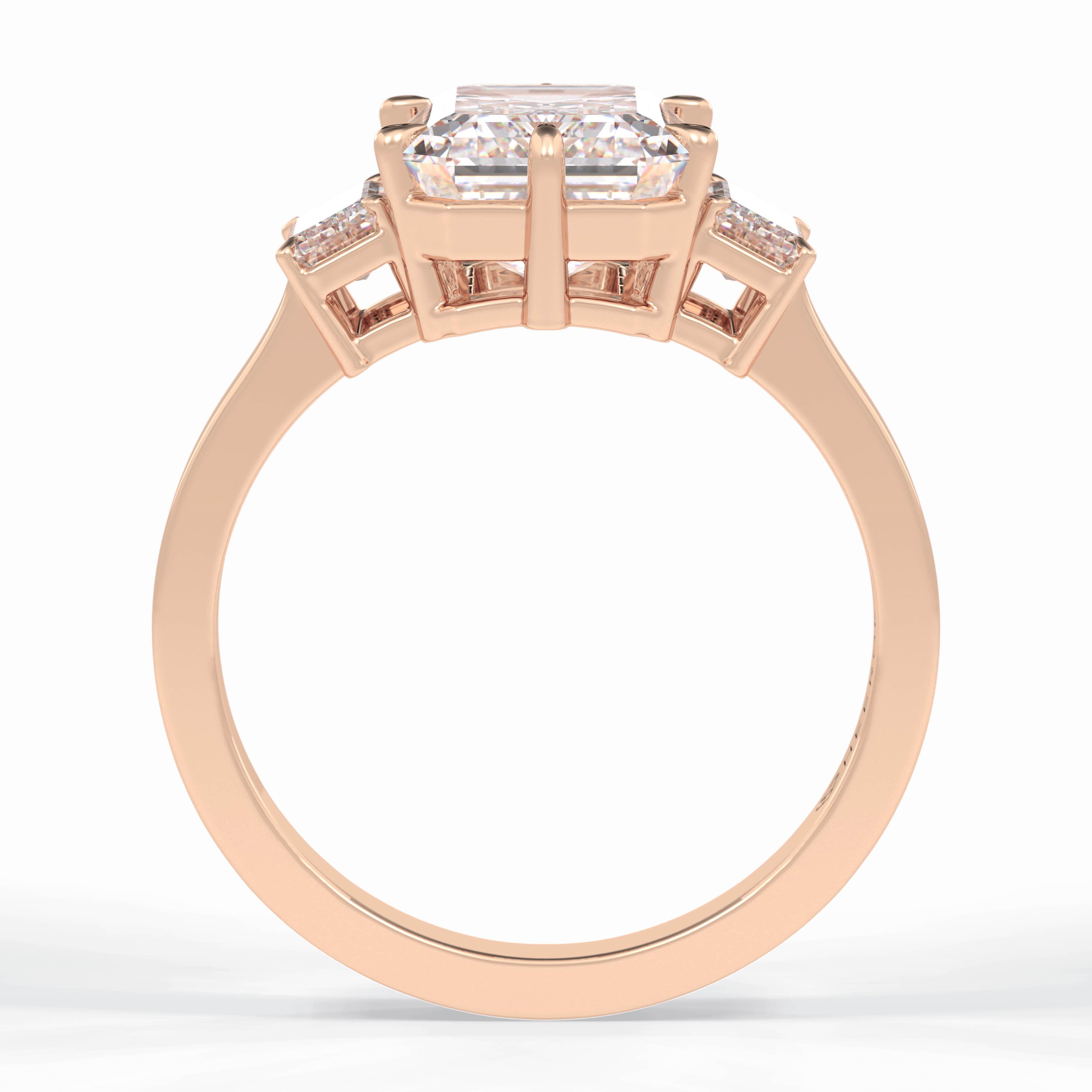 Lumina Luxe 2.56 Carat Emerald VS1 Three Stone Lab-Grown Engagement Ring in 18K Rose Gold