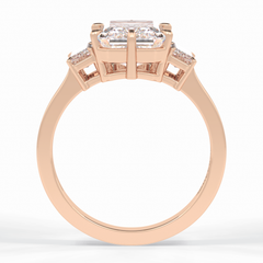 Lumina Luxe 2.56 Carat Emerald VS1 Three Stone Lab-Grown Engagement Ring in 18K Rose Gold