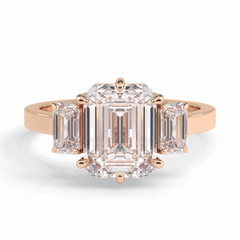 Lumina Luxe 2.56 Carat Emerald VS1 Three Stone Lab-Grown Engagement Ring in 18K Rose Gold