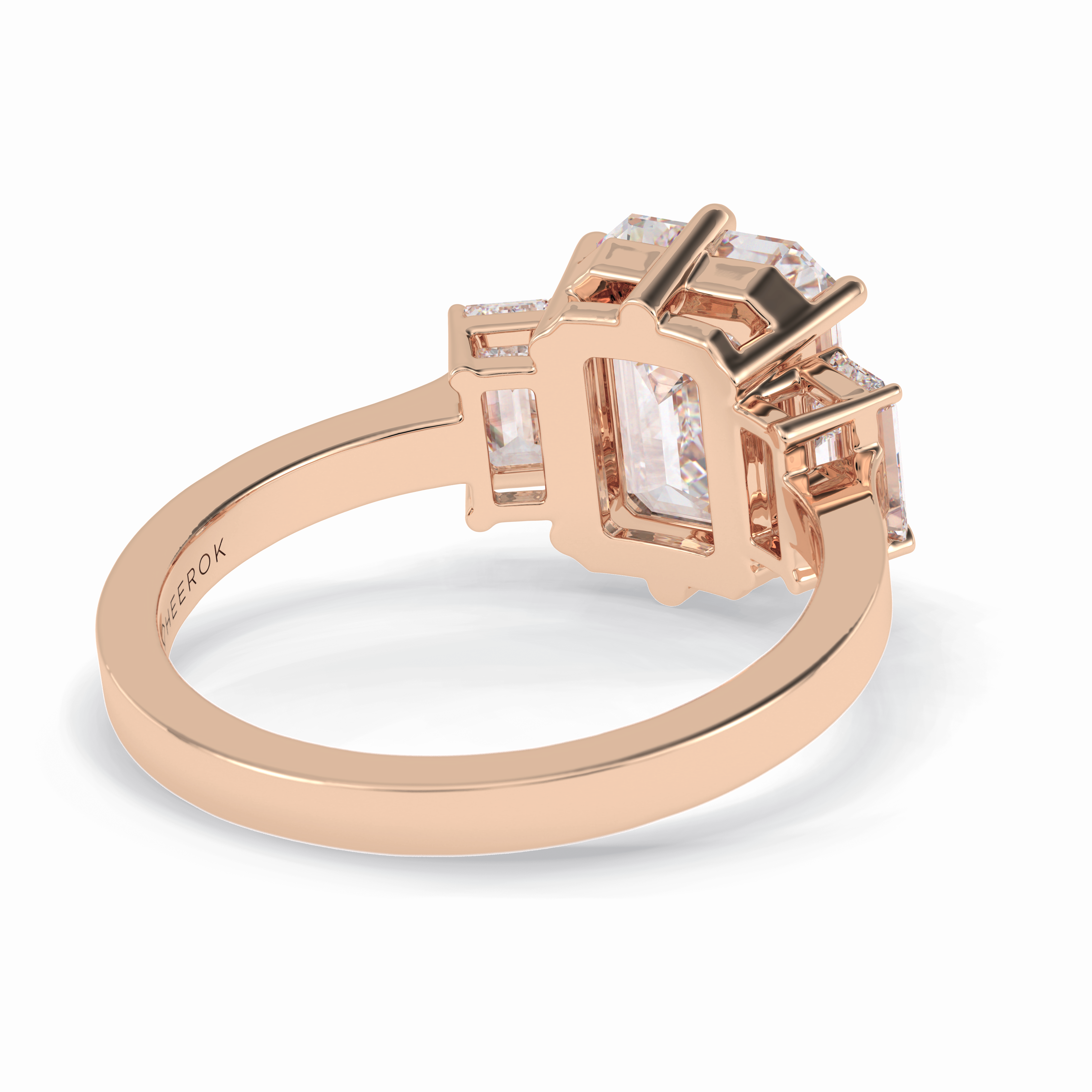 Lumina Luxe 2.56 Carat Emerald VS1 Three Stone Lab-Grown Engagement Ring in 18K Rose Gold