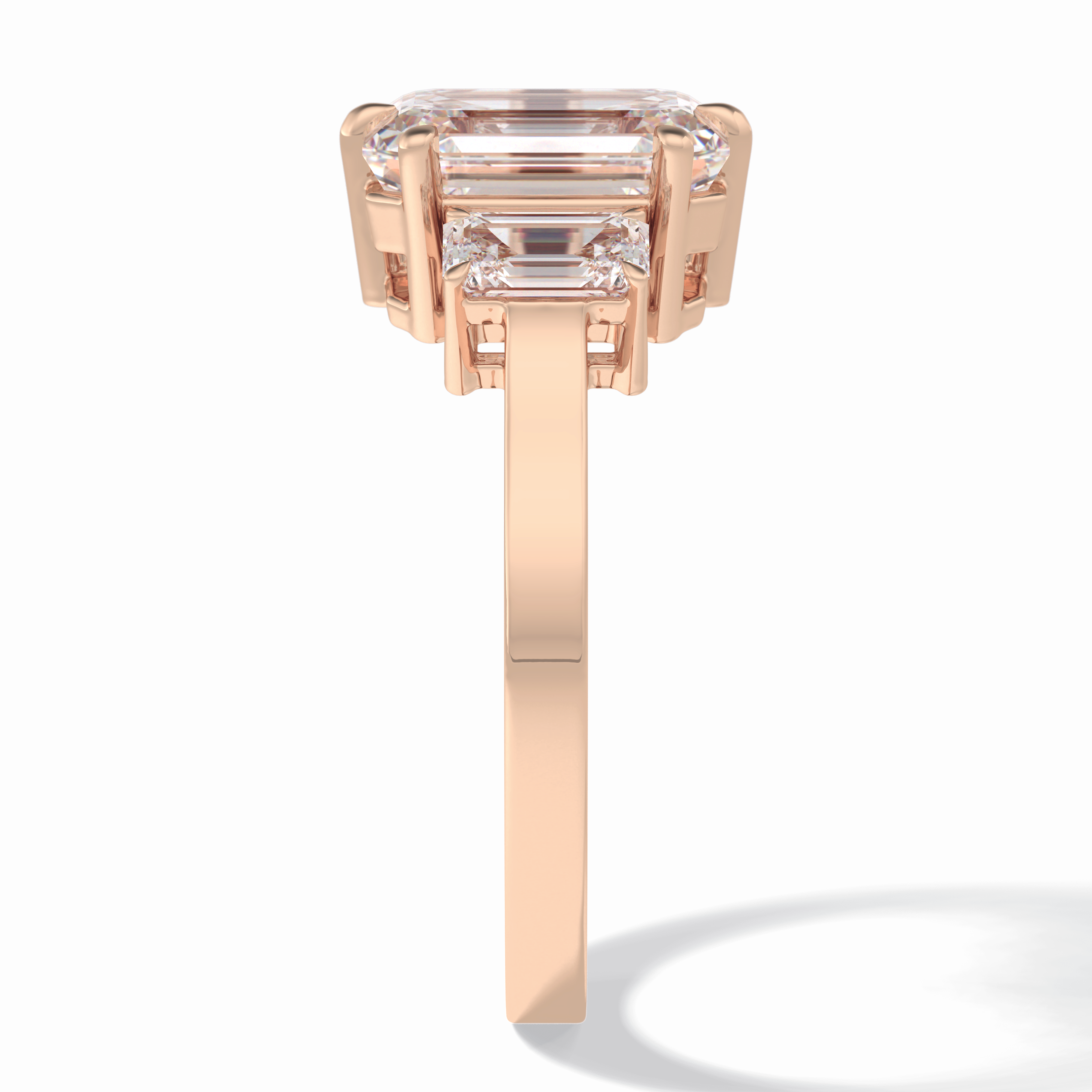 Lumina Luxe 2.56 Carat Emerald VS1 Three Stone Lab-Grown Engagement Ring in 18K Rose Gold