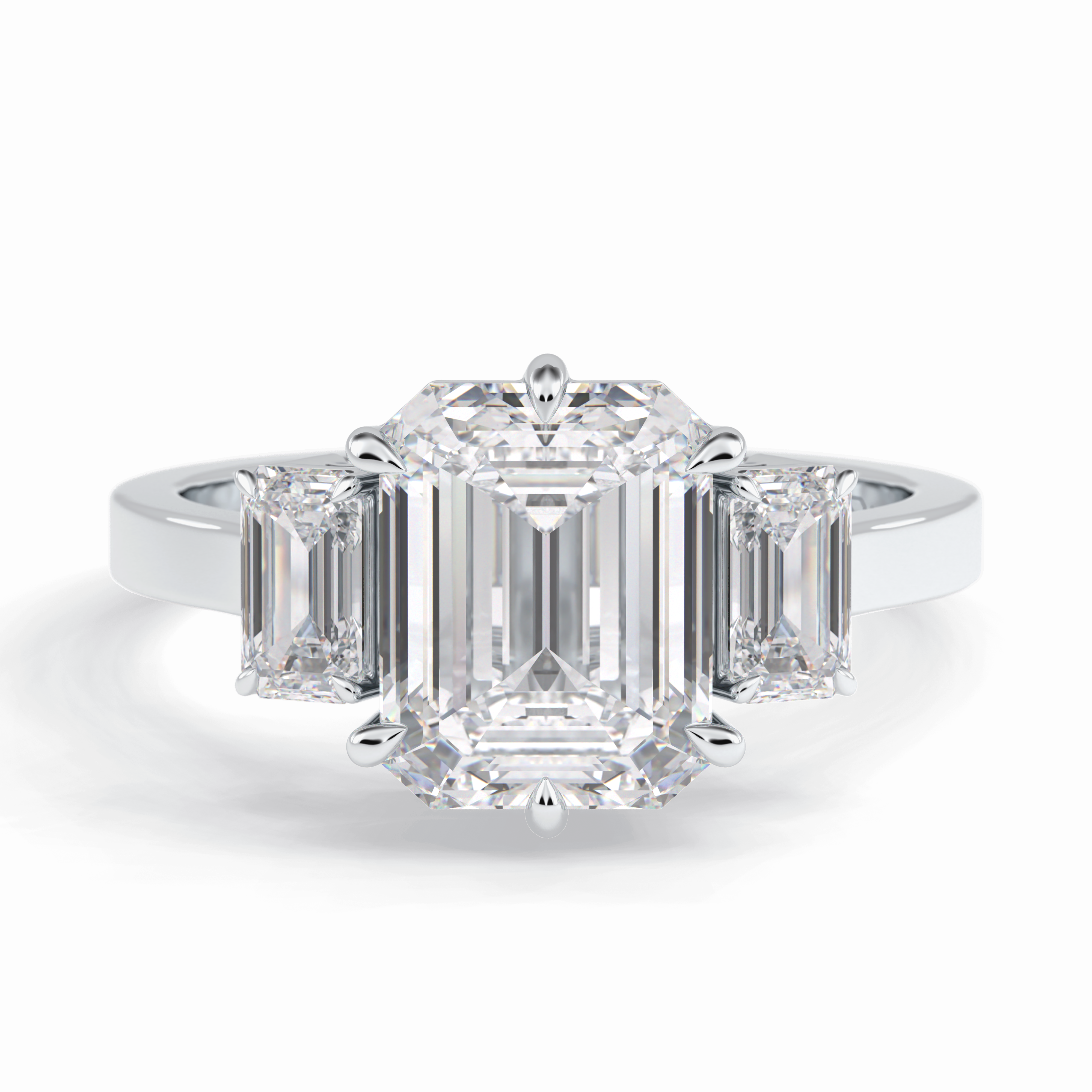 Lumina Luxe 2.56 Carat Emerald VS1 Three Stone Lab-Grown Engagement Ring in 18K White Gold