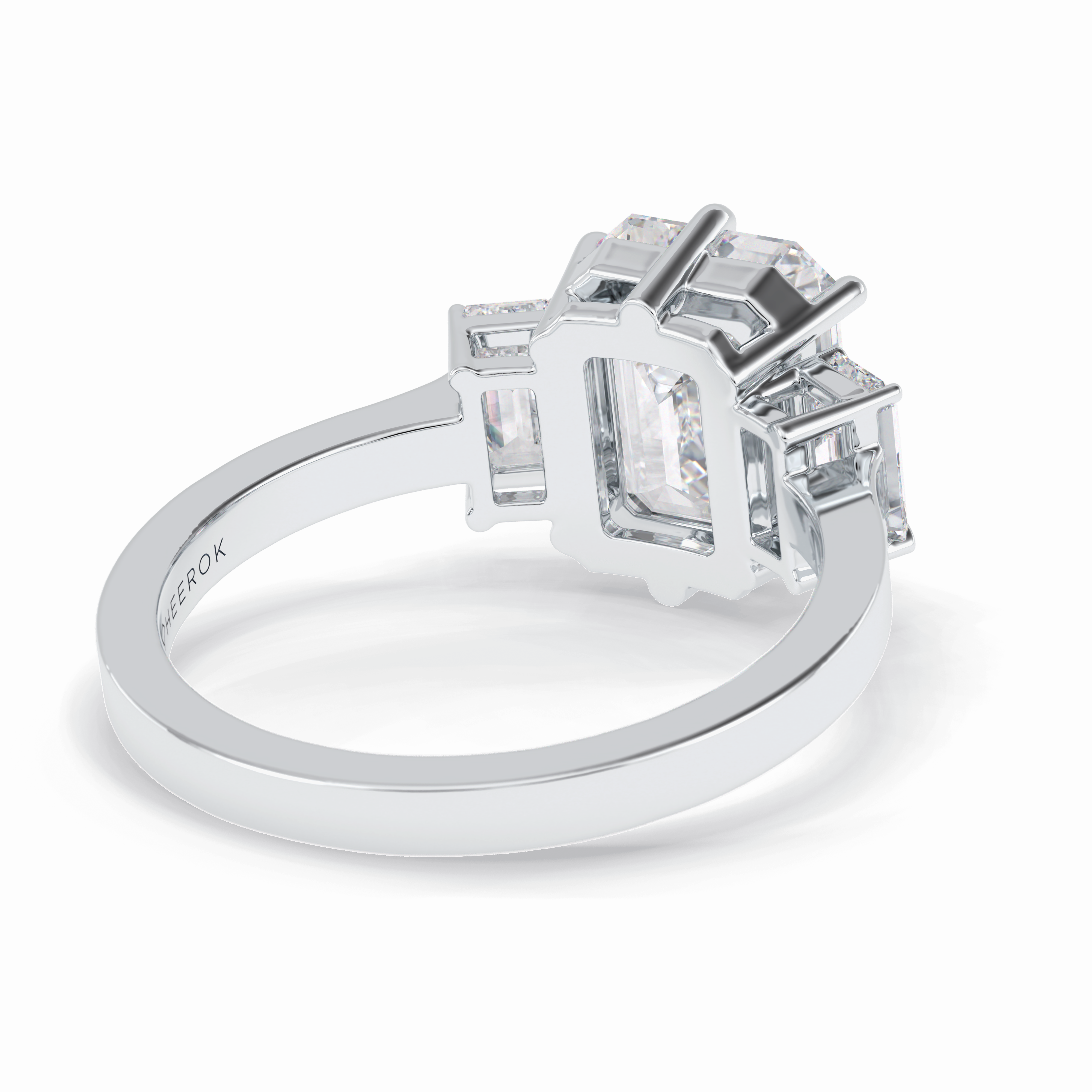 Lumina Luxe 2.56 Carat Emerald VS1 Three Stone Lab-Grown Engagement Ring in 18K White Gold