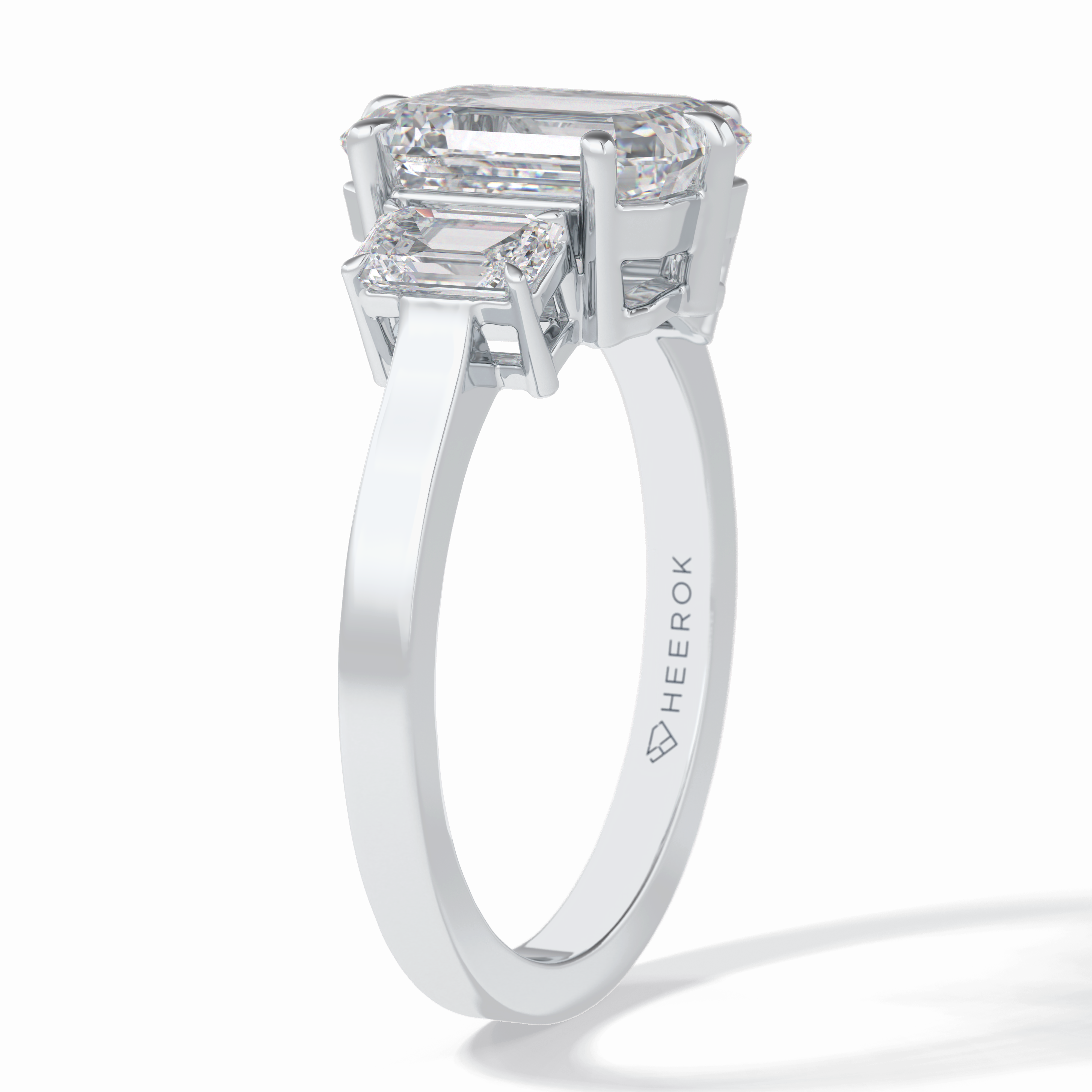 Lumina Luxe 2.56 Carat Emerald VS1 Three Stone Lab-Grown Engagement Ring in 18K White Gold