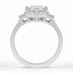 Lumina Luxe 2.56 Carat Emerald VS1 Three Stone Lab-Grown Engagement Ring in 18K White Gold