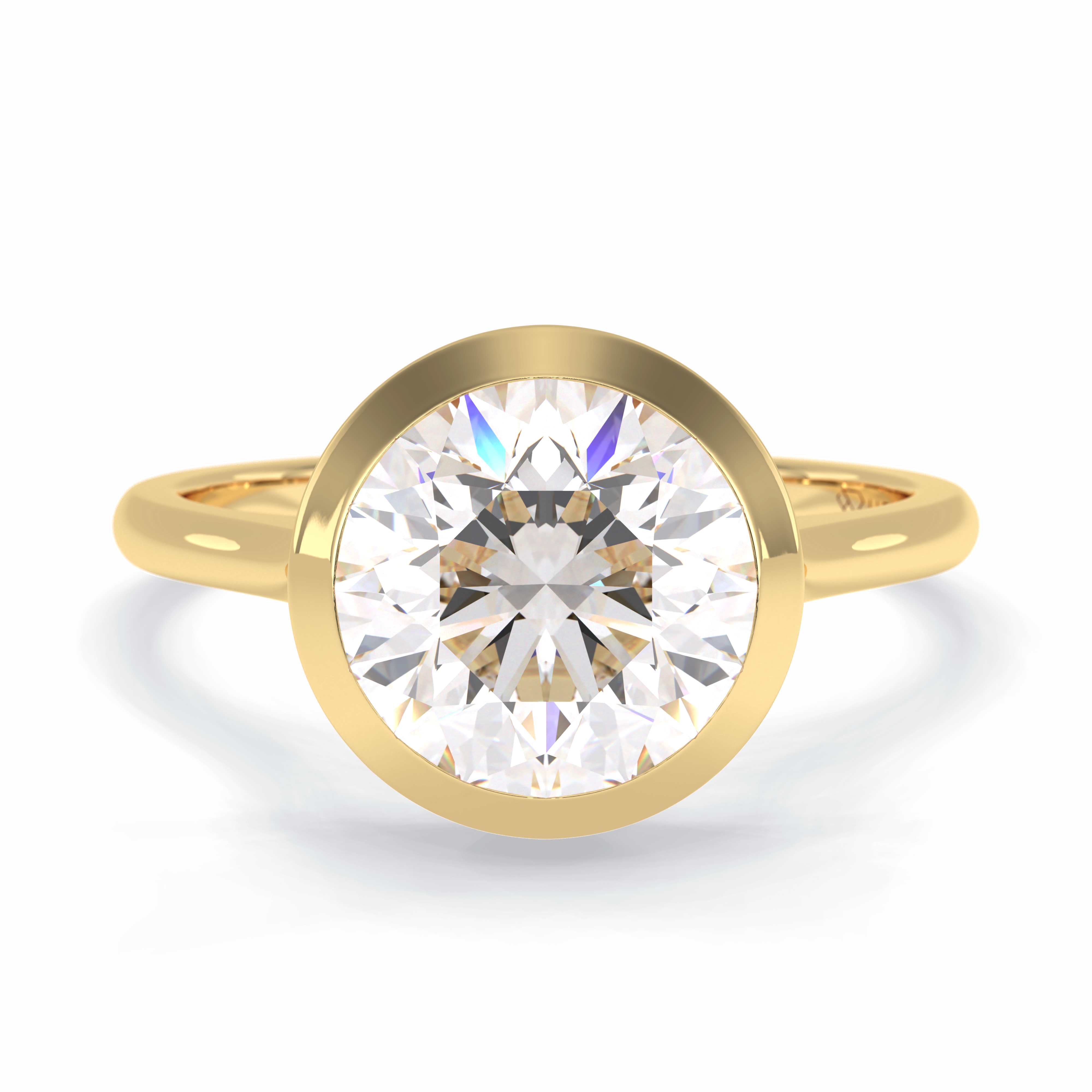 Solstice Spark 2.85 Carat Round VS1 Lab-Grown Bezel Engagement Ring in 18K Gold