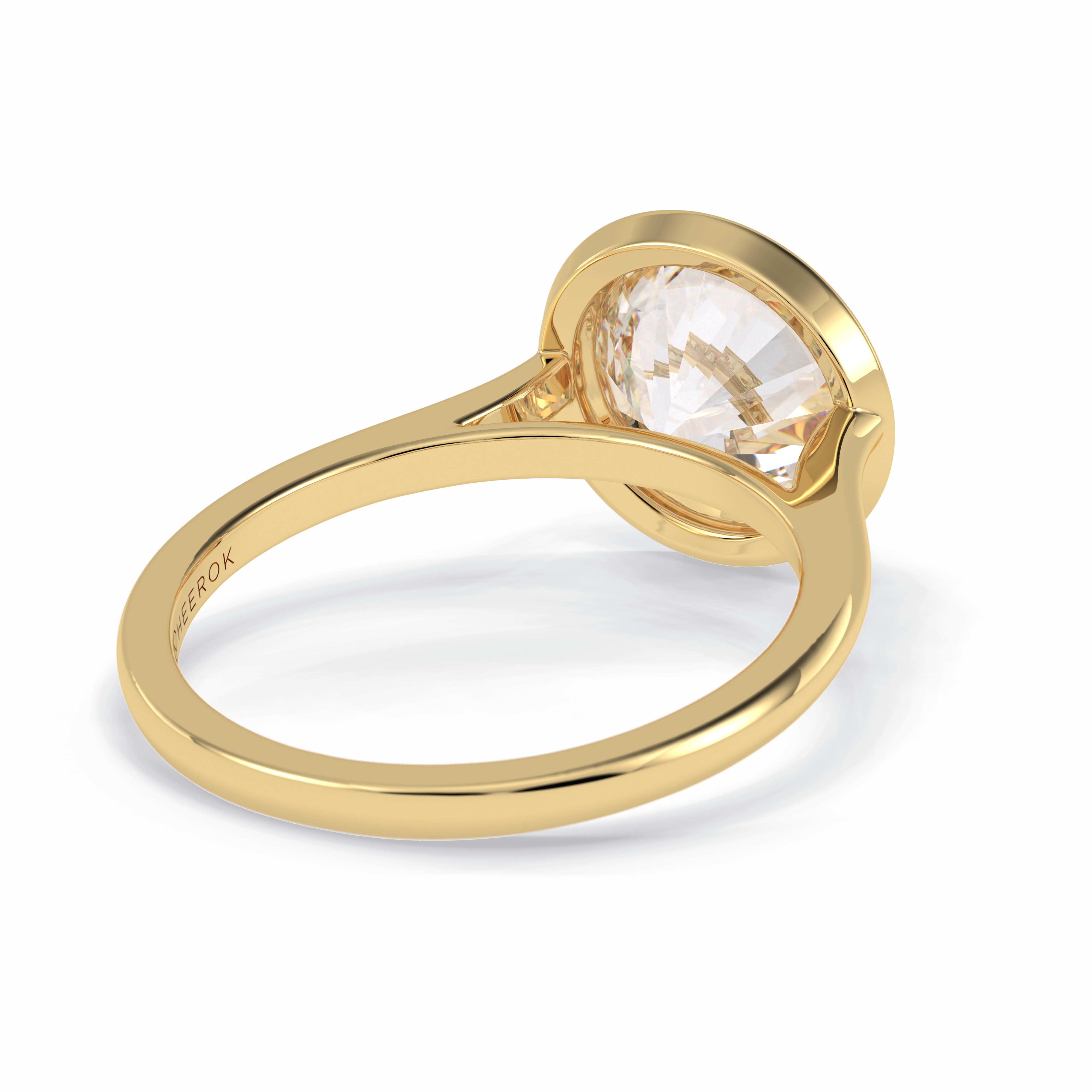 Solstice Spark 2.85 Carat Round VS1 Lab-Grown Bezel Engagement Ring in 18K Gold