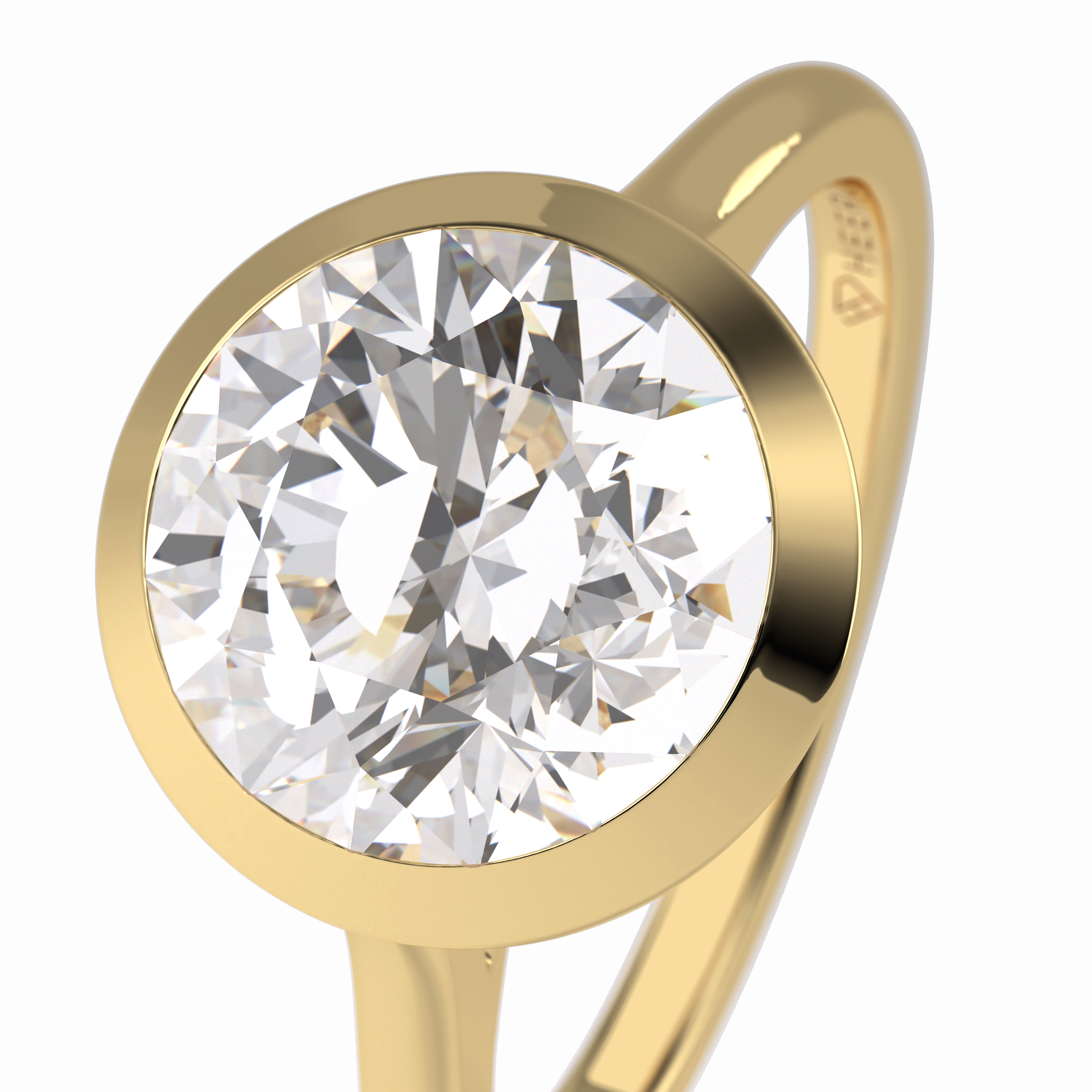 Solstice Spark 2.85 Carat Round VS1 Lab-Grown Bezel Engagement Ring in 18K Gold