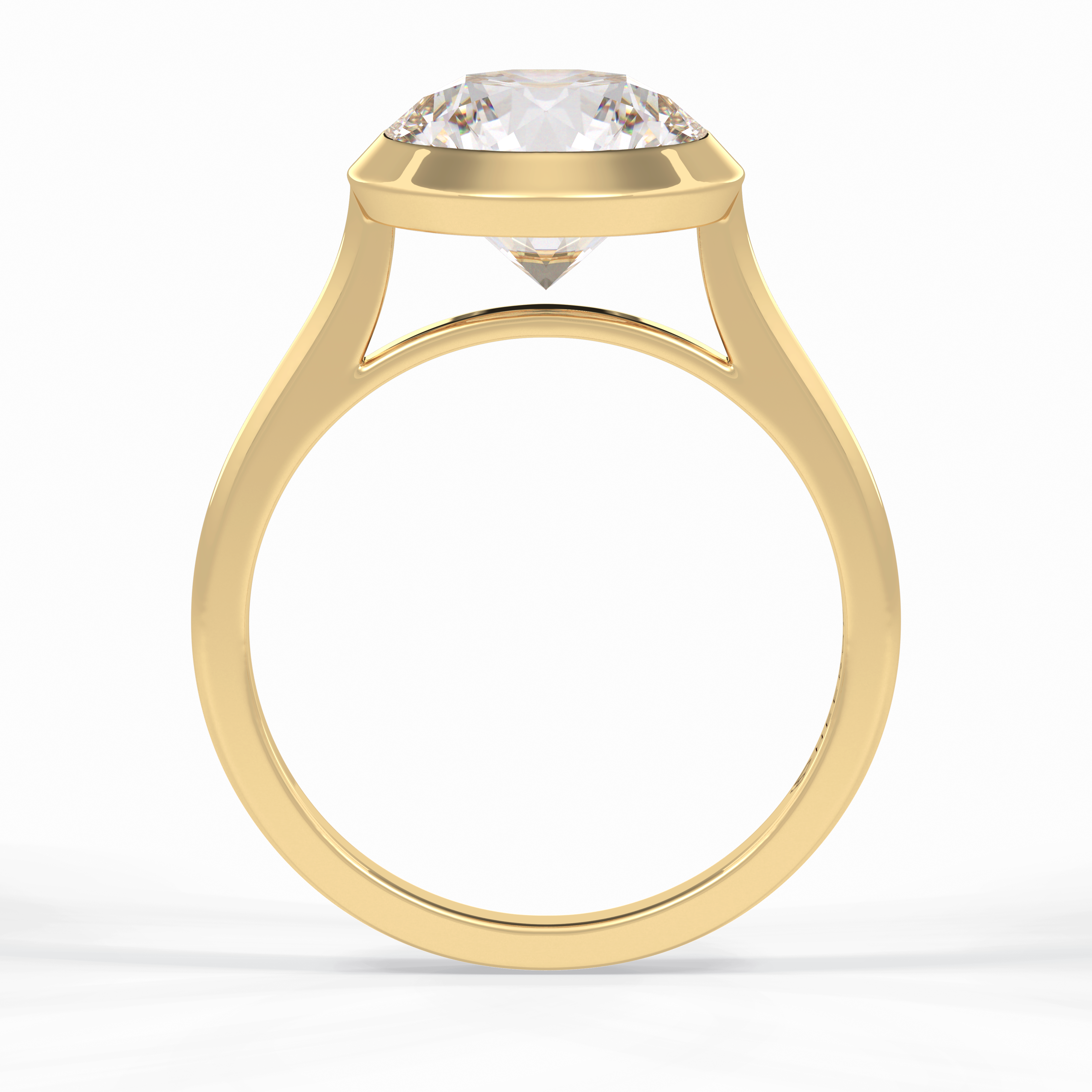 Solstice Spark 2.85 Carat Round VS1 Lab-Grown Bezel Engagement Ring in 18K Gold