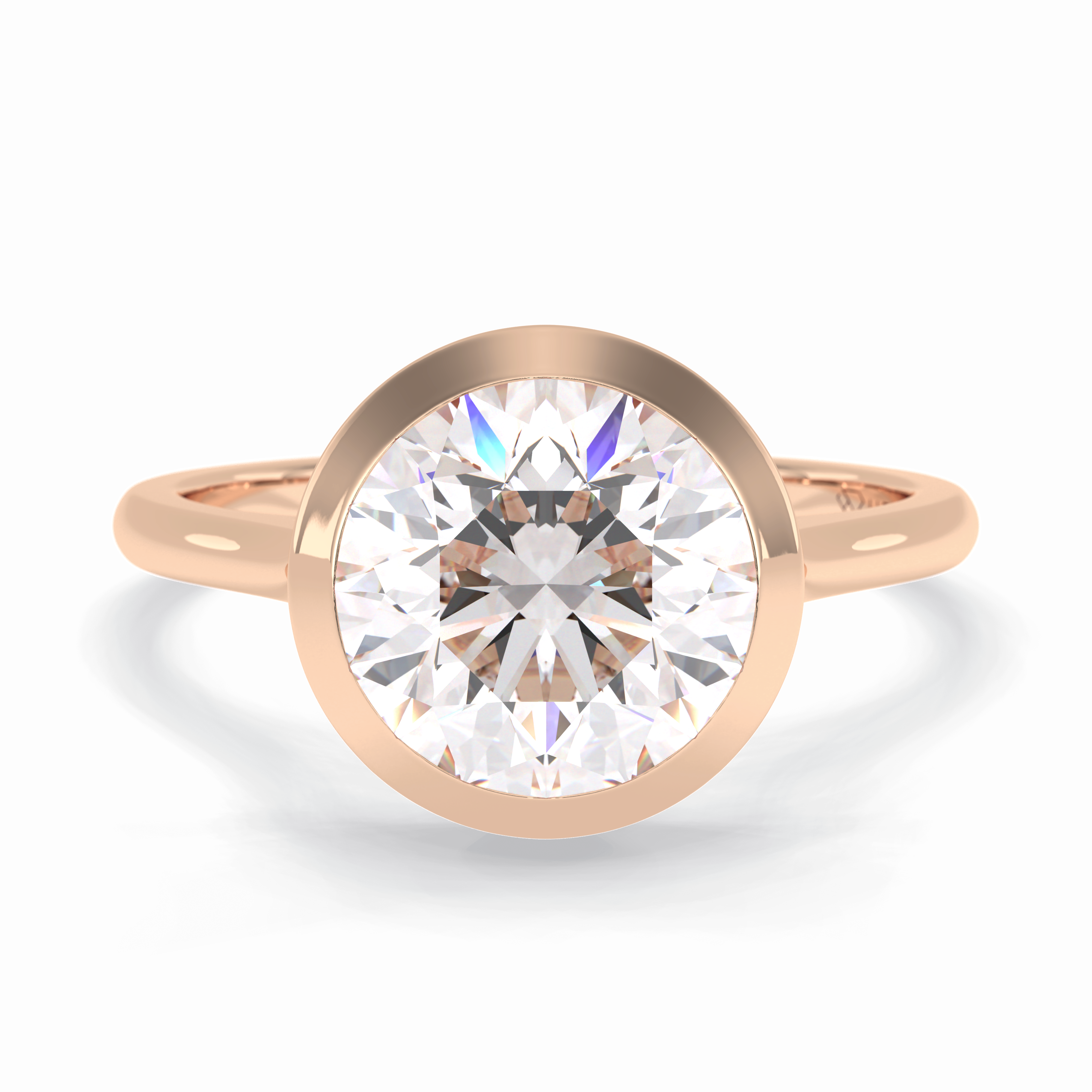 Solstice Spark 2.85 Carat Round VS1 Lab-Grown Bezel Engagement Ring in 18K Gold