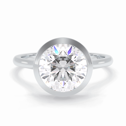 Solstice Spark 2.85 Carat Round VS1 Lab-Grown Bezel Engagement Ring in 18K Gold