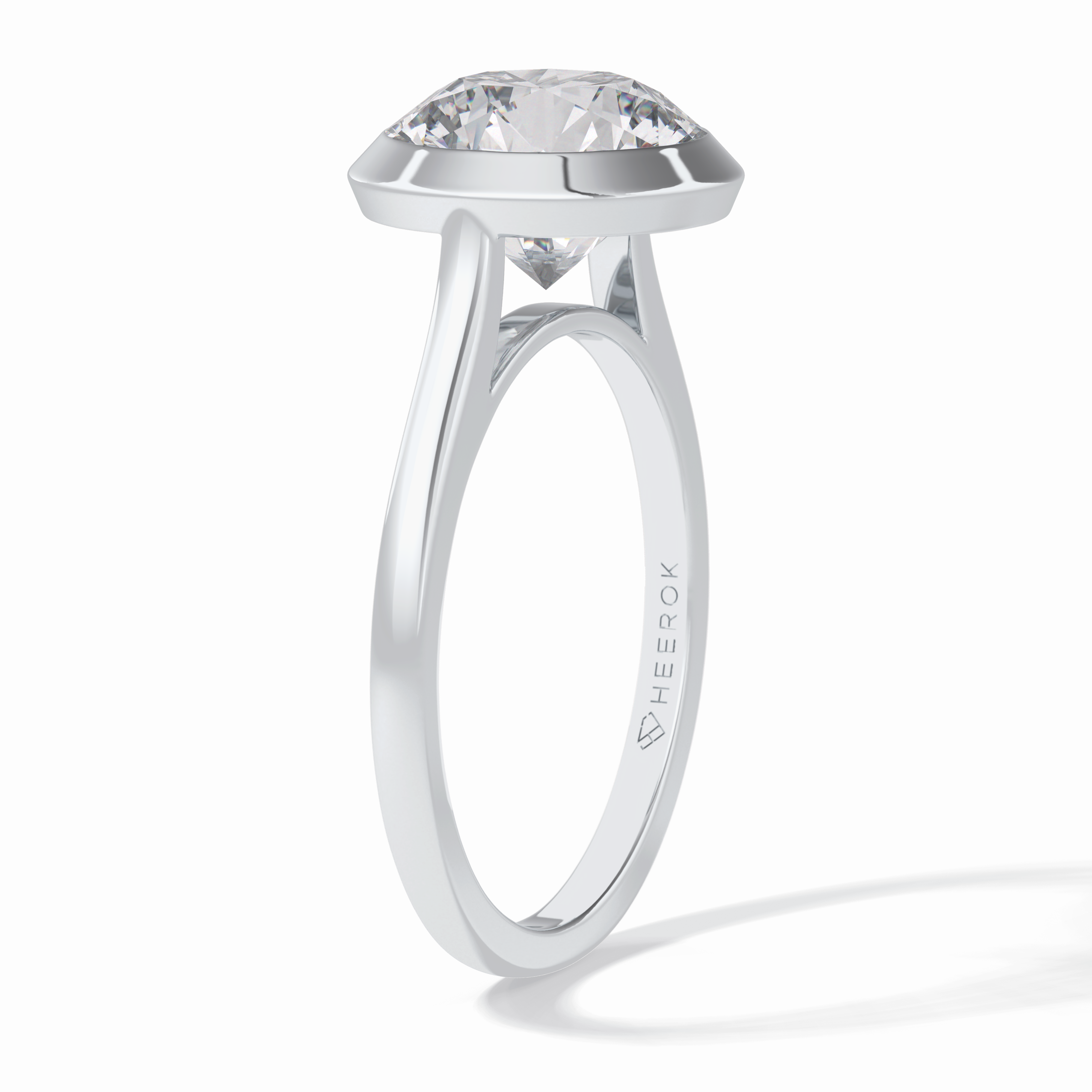 Solstice Spark 2.85 Carat Round VS1 Lab-Grown Bezel Engagement Ring in 18K Gold