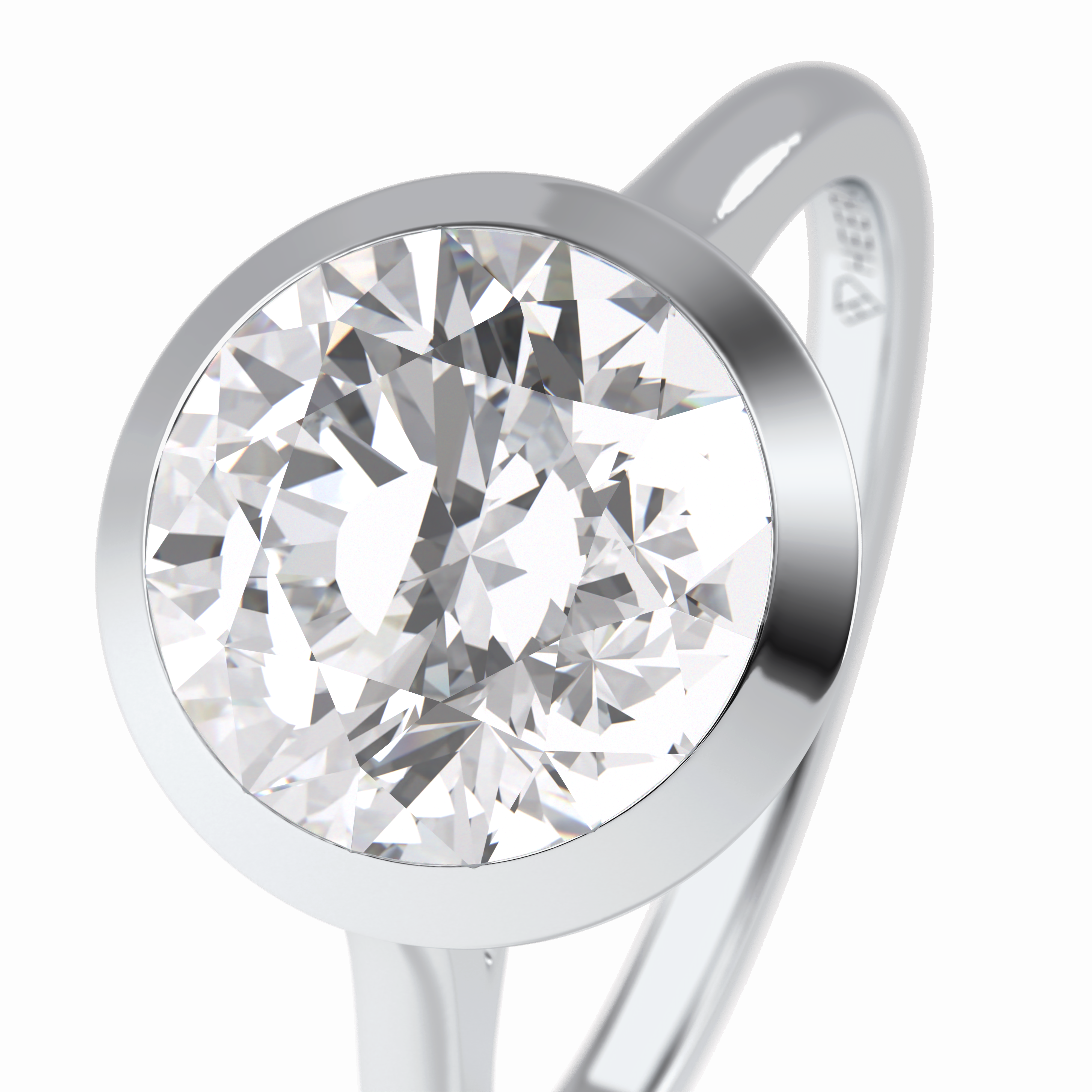 Solstice Spark 2.85 Carat Round VS1 Lab-Grown Bezel Engagement Ring in 18K Gold