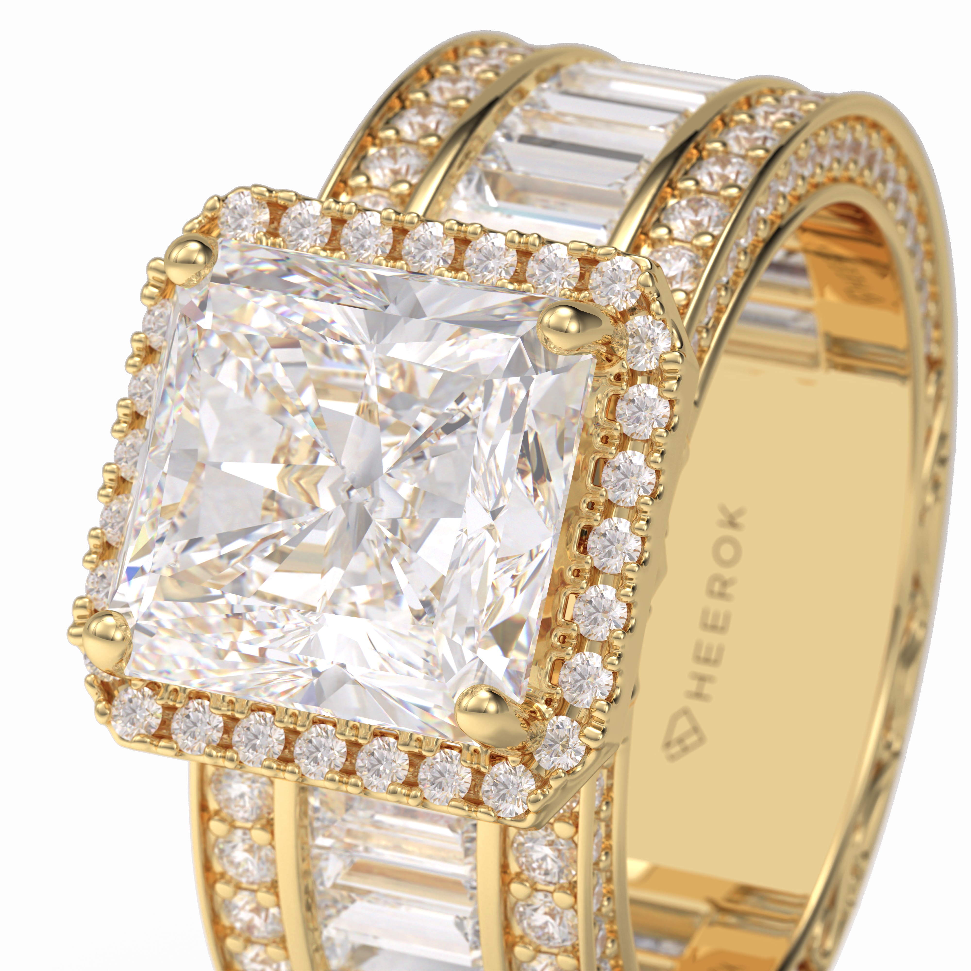 Regal Array 3.73 Carat Radiant VS1 Lab-Grown Bezel Engagement Ring in 18K Gold