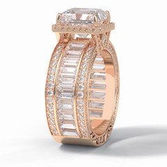 Zoravine Array 3.73 Carat Radiant VS1 Lab-Grown Bezel Engagement Ring in 18K Gold