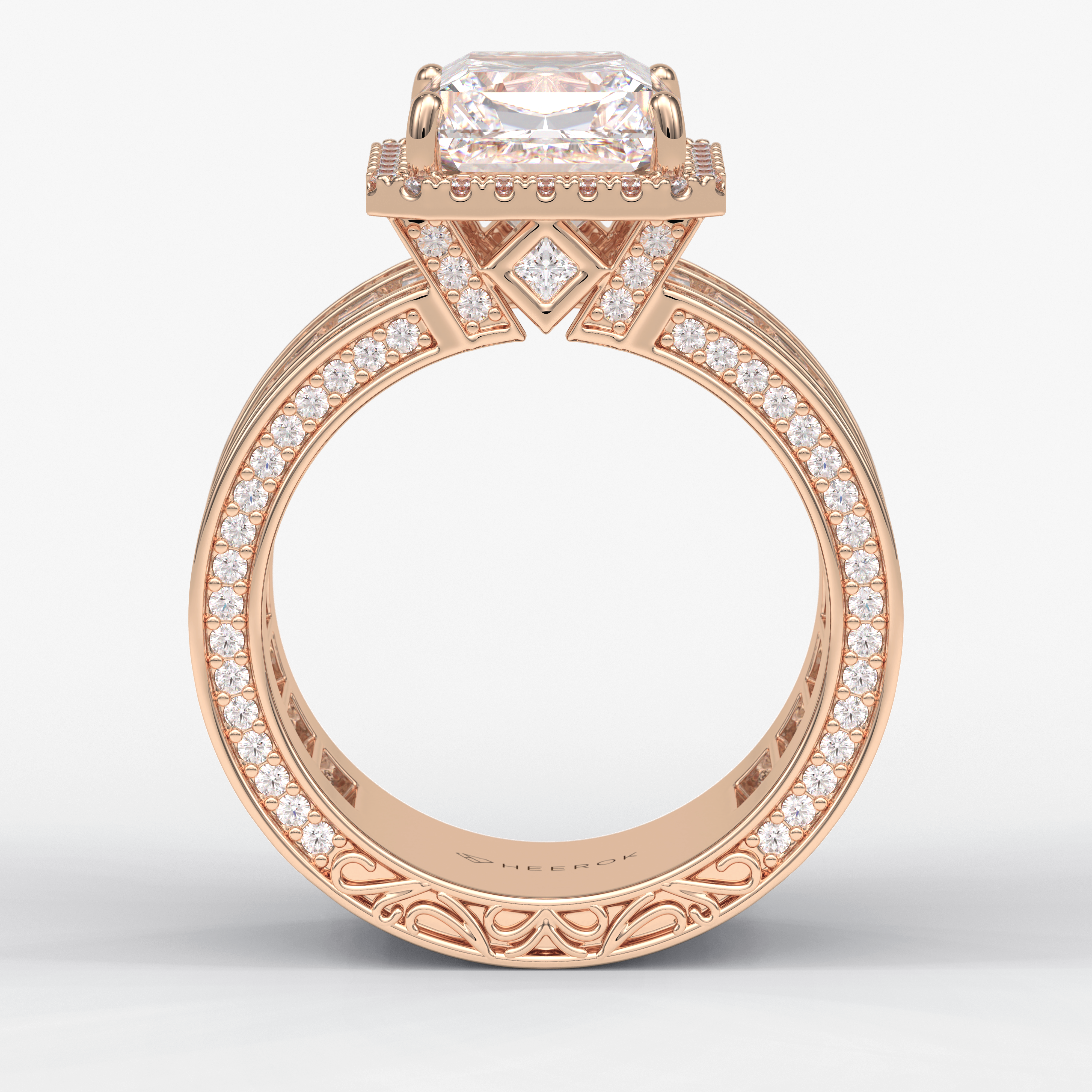 Regal Array 3.73 Carat Radiant VS1 Lab-Grown Bezel Engagement Ring in 18K Gold