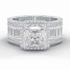 Zoravine Array 3.73 Carat Radiant VS1 Lab-Grown Bezel Engagement Ring in 18K Gold