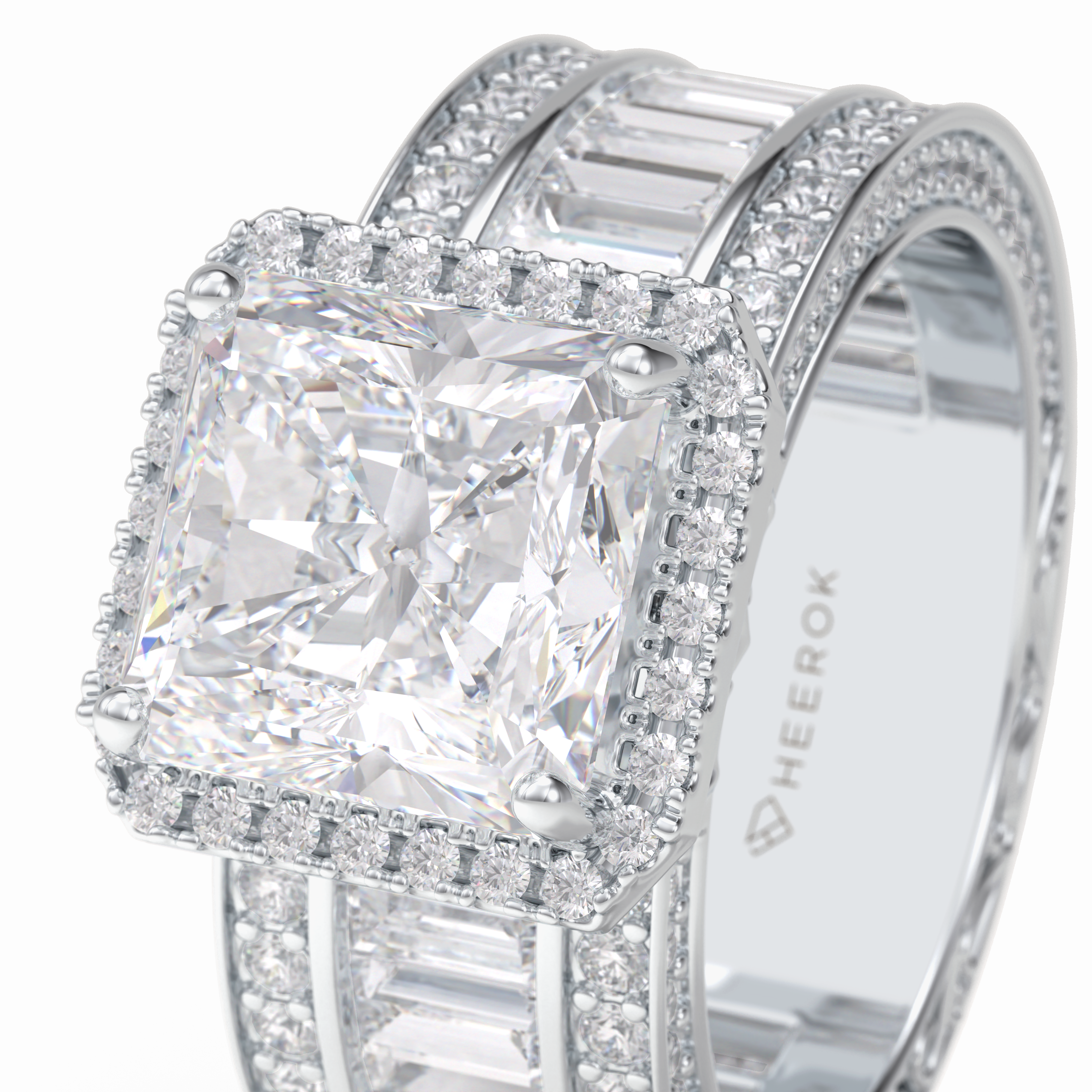 Regal Array 3.73 Carat Radiant VS1 Lab-Grown Bezel Engagement Ring in 18K Gold